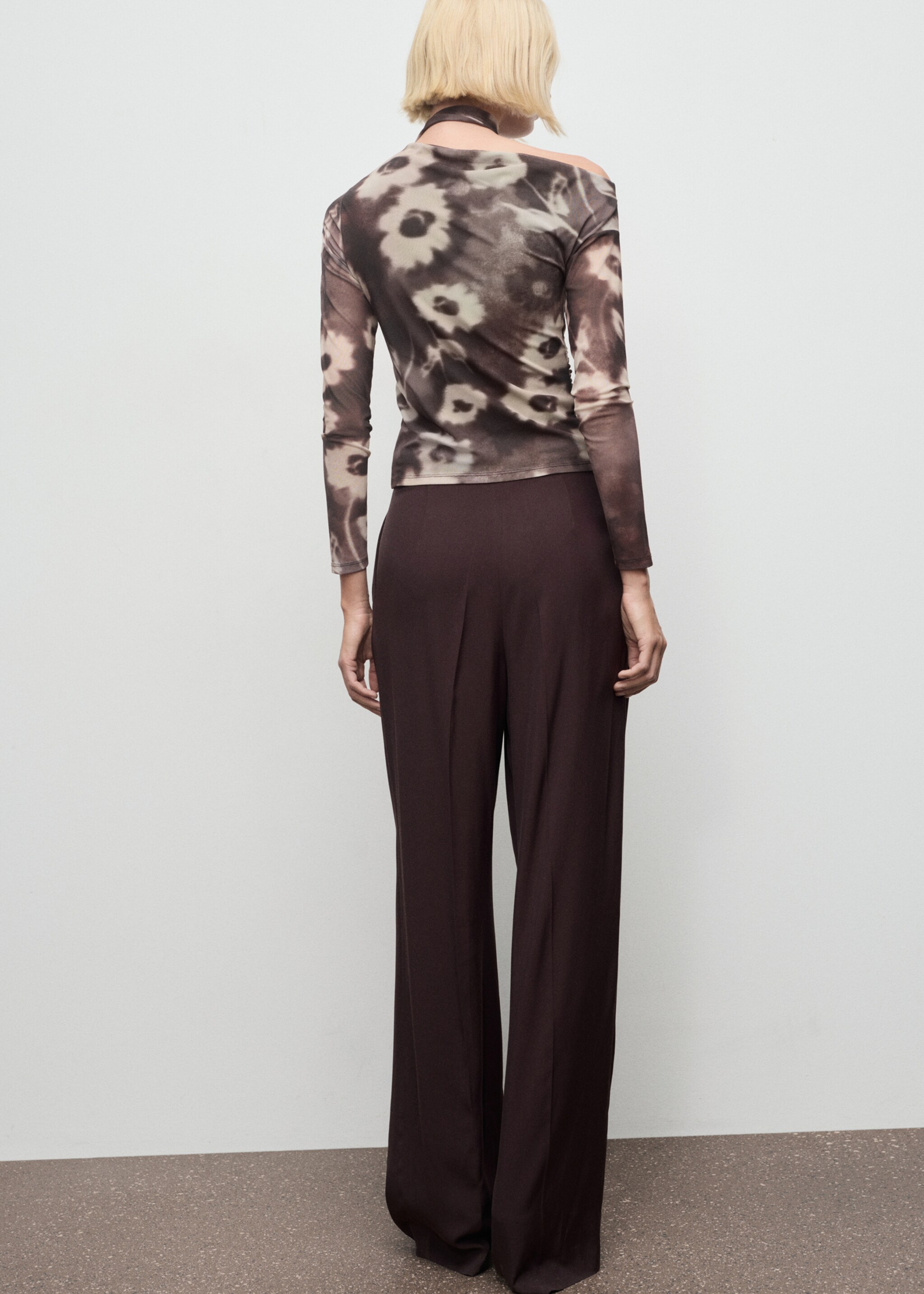 Floral scarf t-shirt - Reverse of the article, Brown. Ref: 17057816-00.