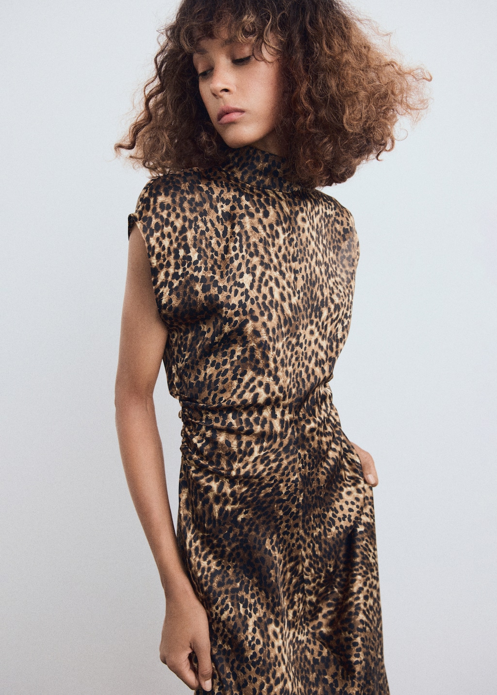 Leopard-print satin dress