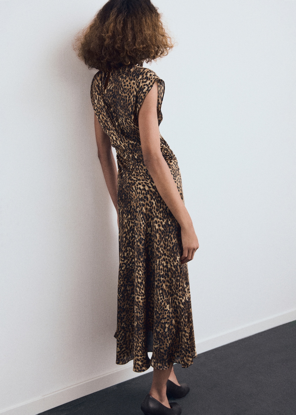 Leopard-print satin dress
