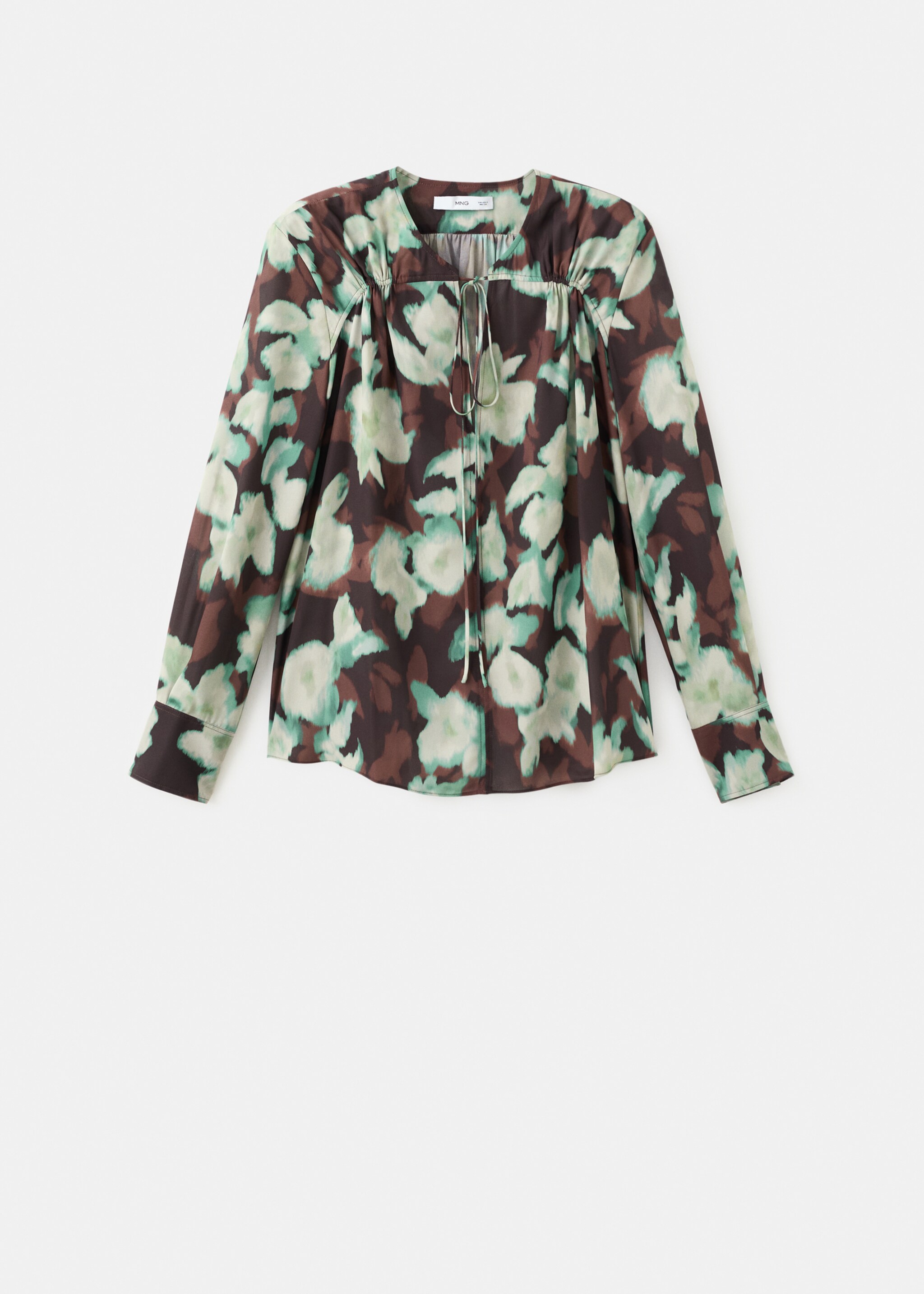 Chiffon blouse with bow neckline - Article without model, Green. Ref: 17057818-00.