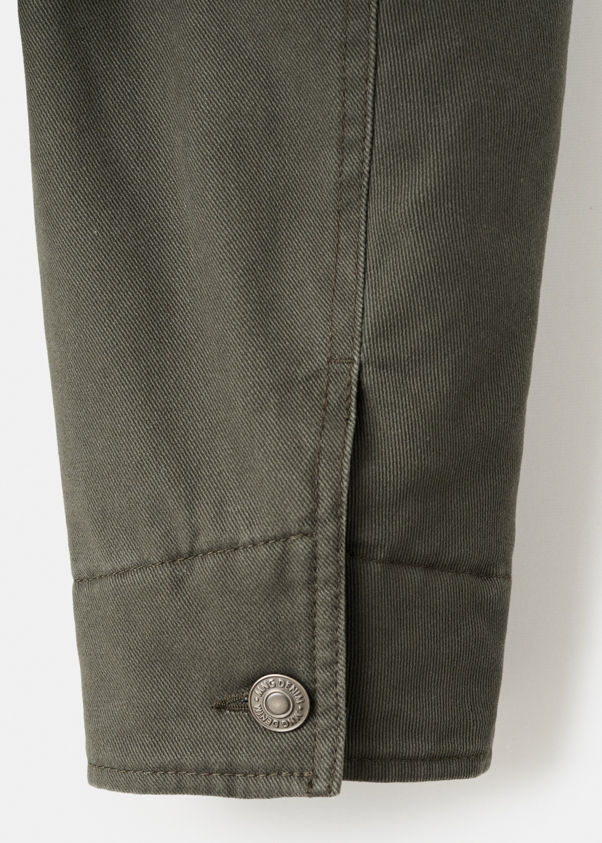 Jacket with pockets and corduroy collar - Details of the article 0, Khaki. Ref: 17057883-00.