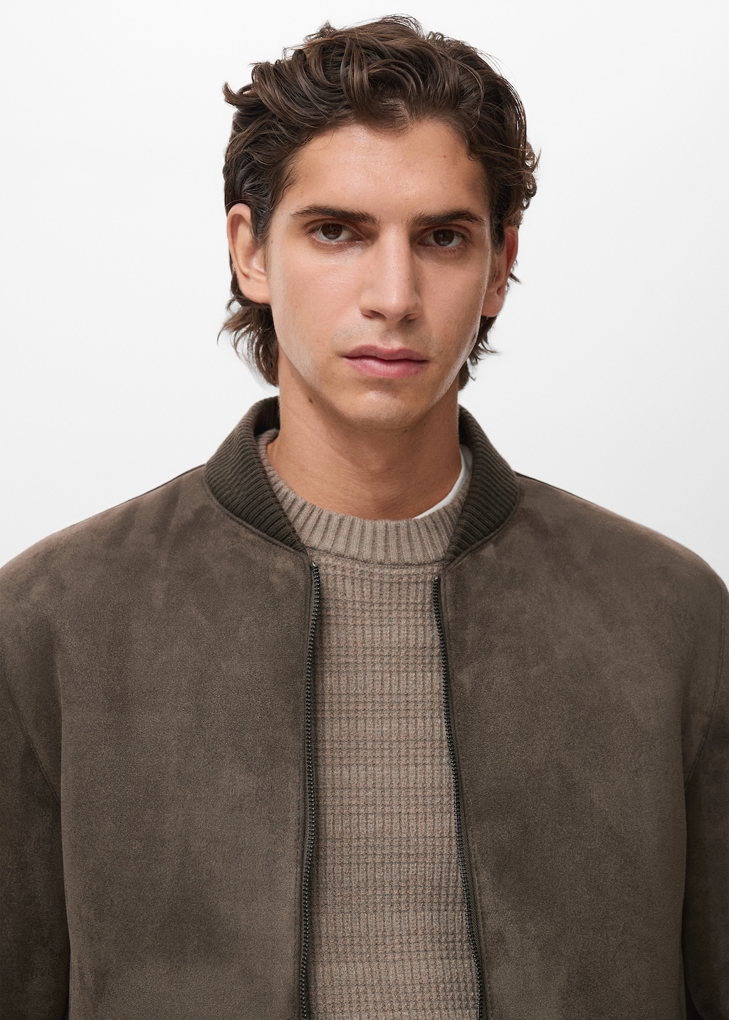 Suede-effect bomber jacket