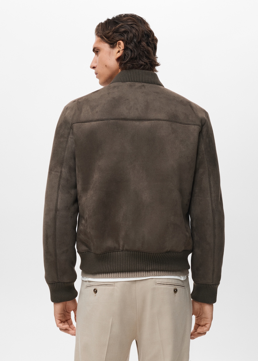 Suede-effect bomber jacket