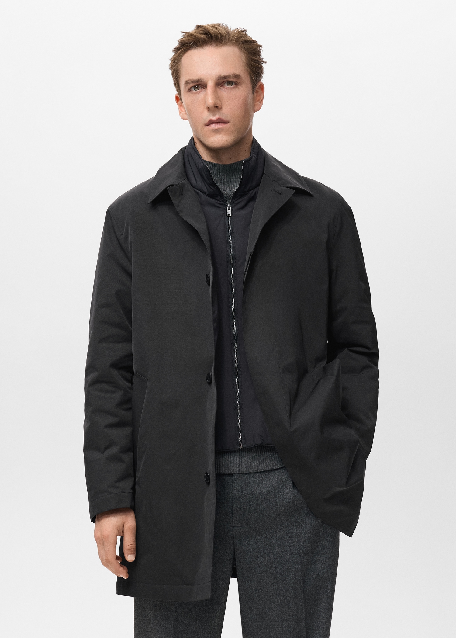 Quilted water-repellent trench coat Men MANGO Philippines