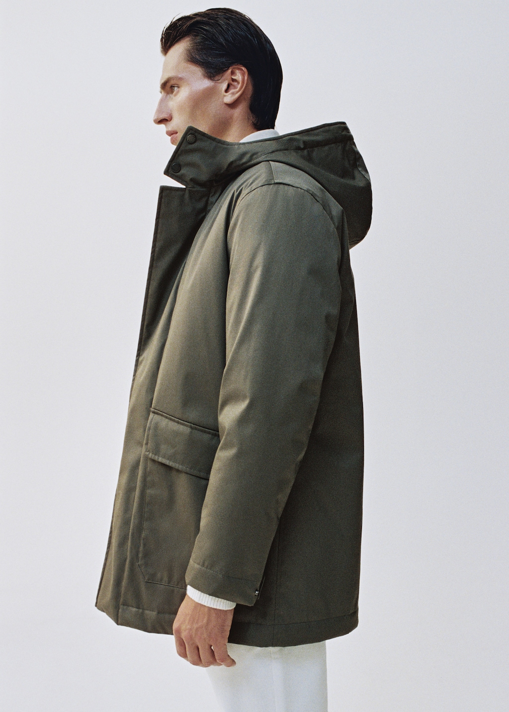 Quilted parka with water-repellent hood