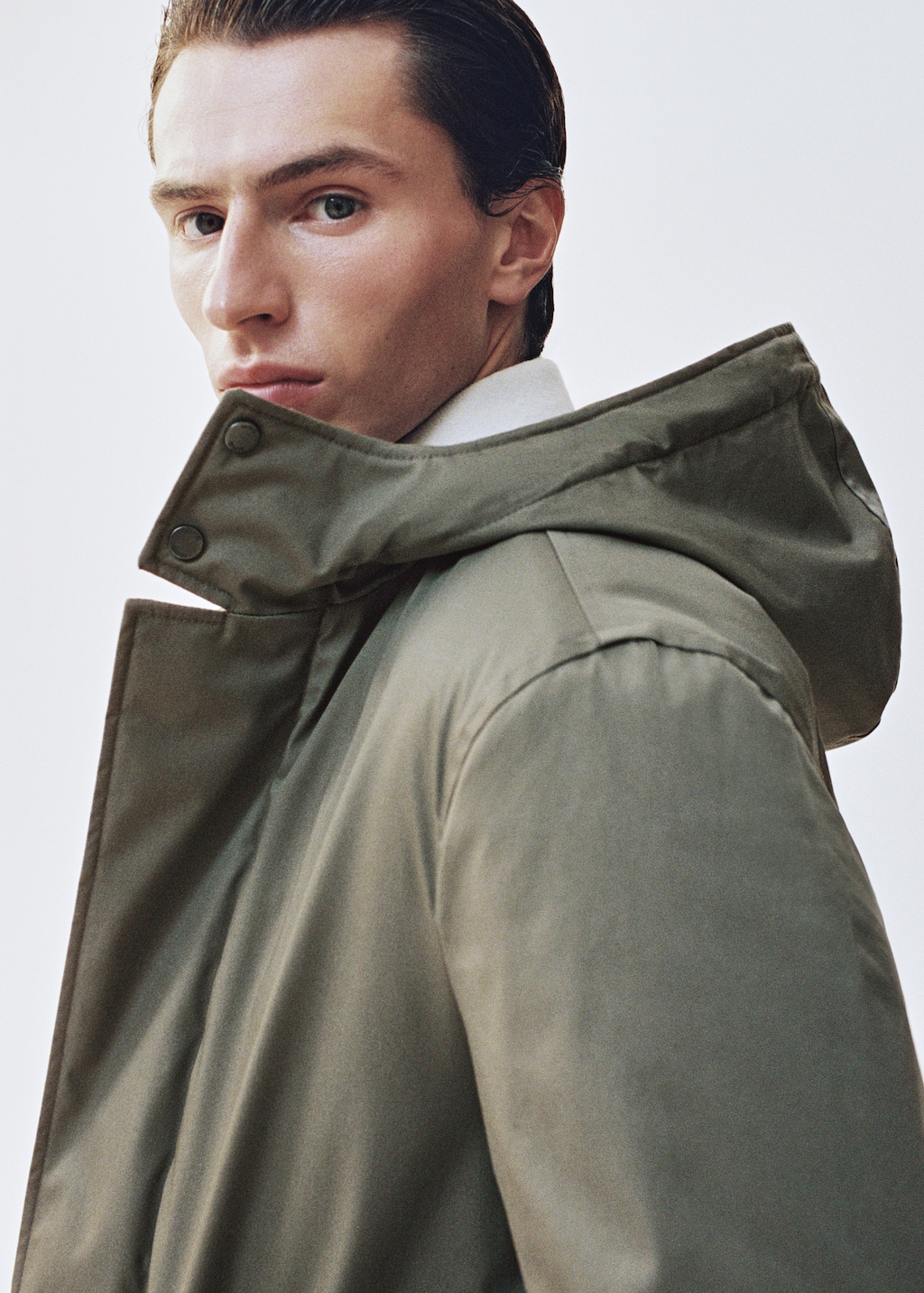 Quilted parka with water-repellent hood
