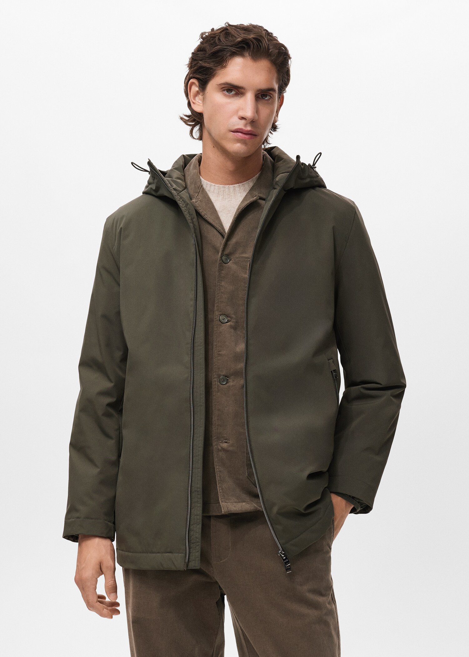 Wasserabweisender Parka mit Kapuze - Mittlere Ansicht