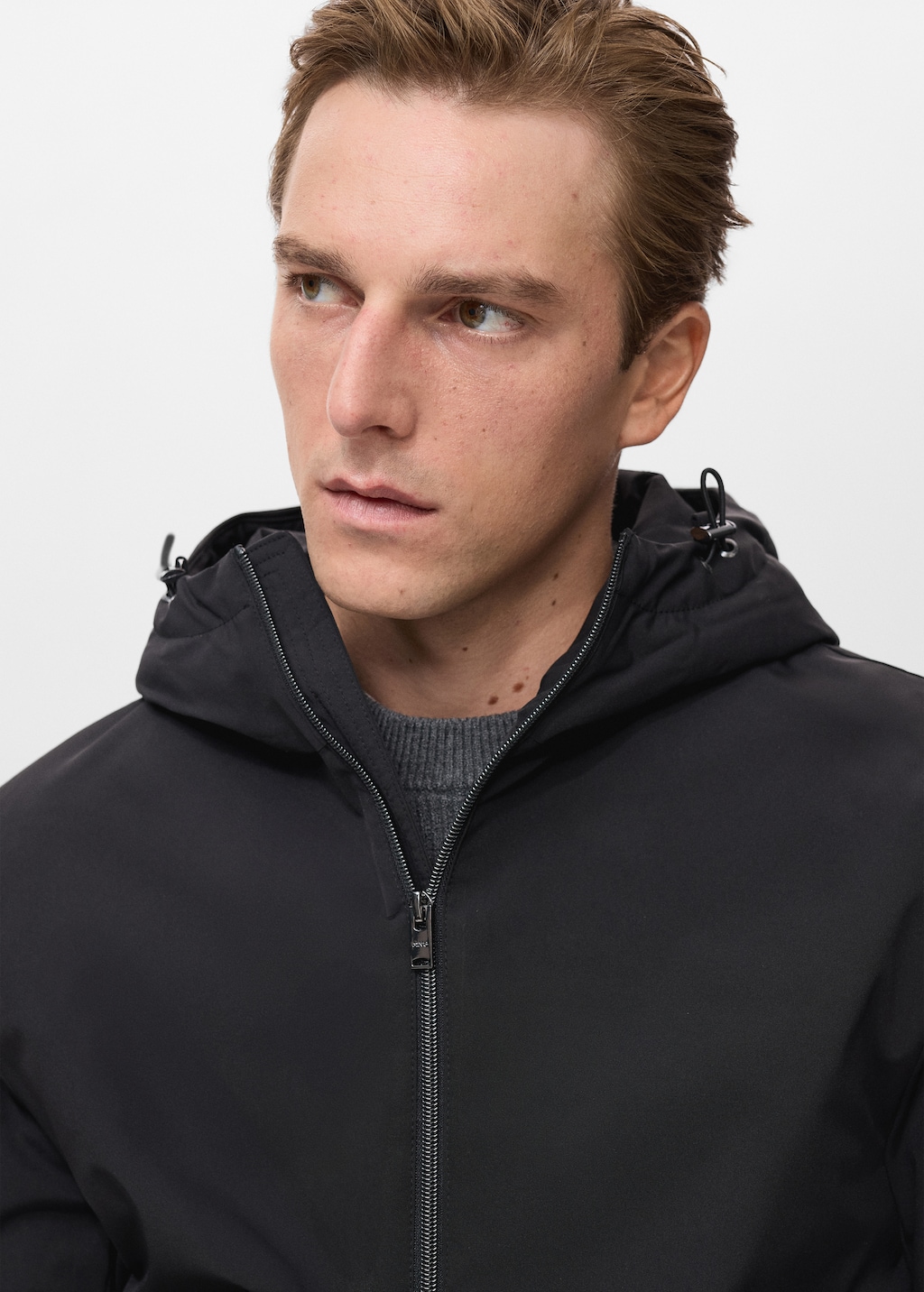 Water-repellent hooded barn jacket