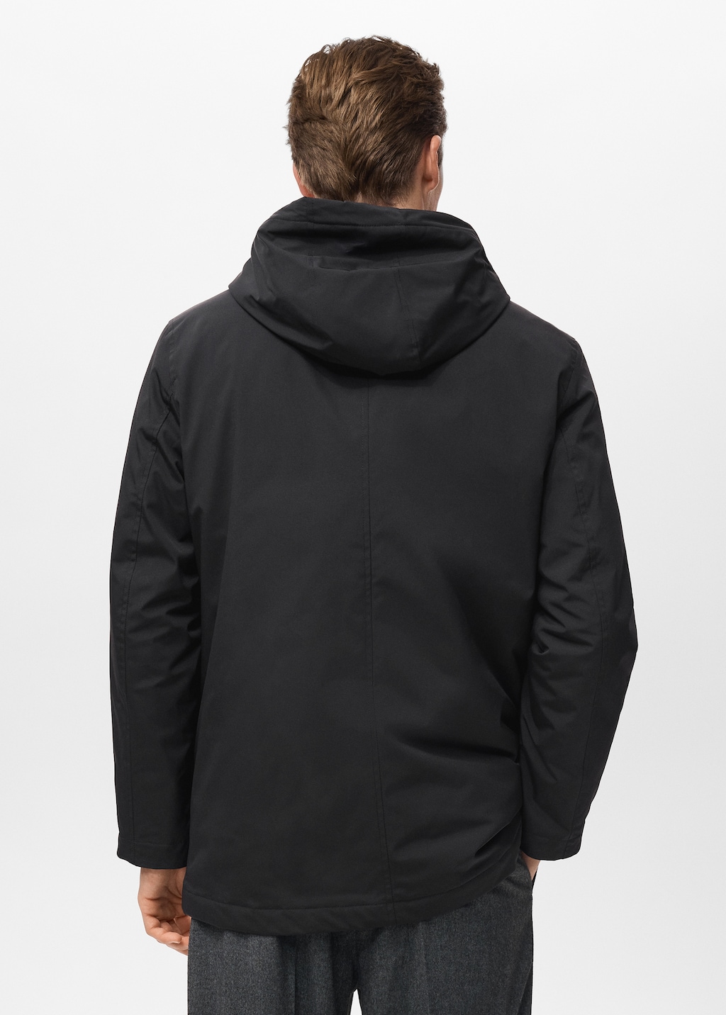 Water-repellent hooded barn jacket