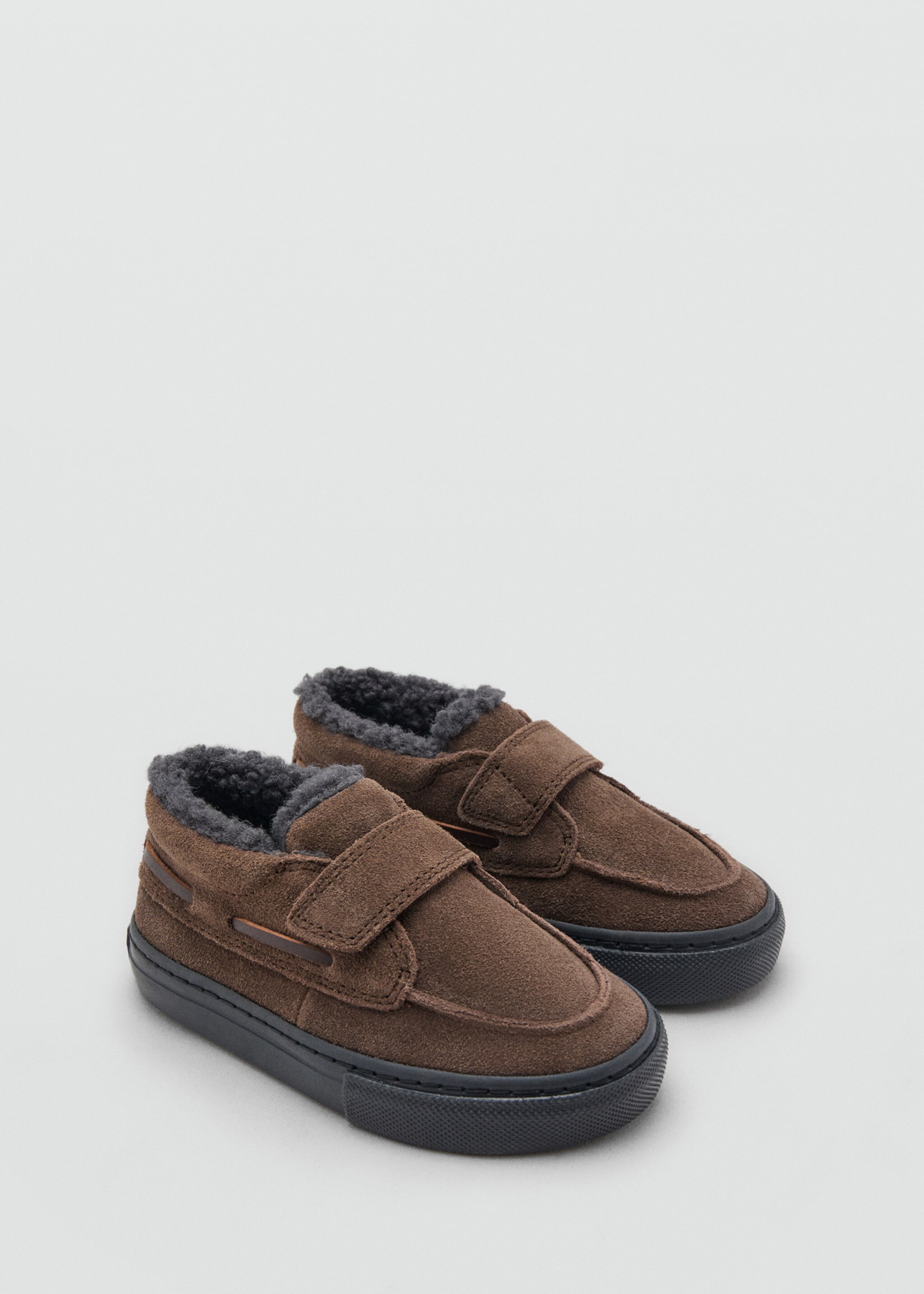 Chaussures cuir Velcro - Plan moyen, Marron. Ref: 17057891-00.