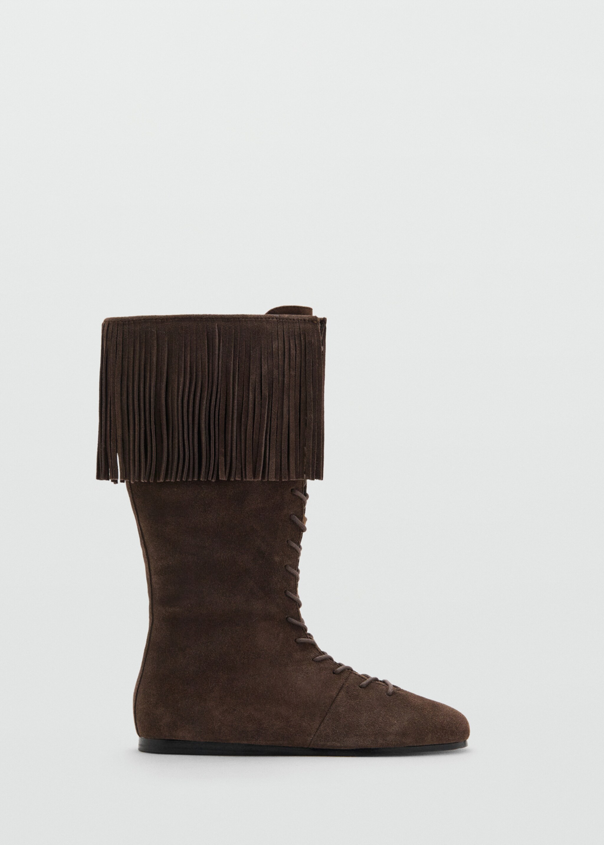 Botas piel flecos - Artículo sin modelo, Chocolate. Ref: 17057894-00.