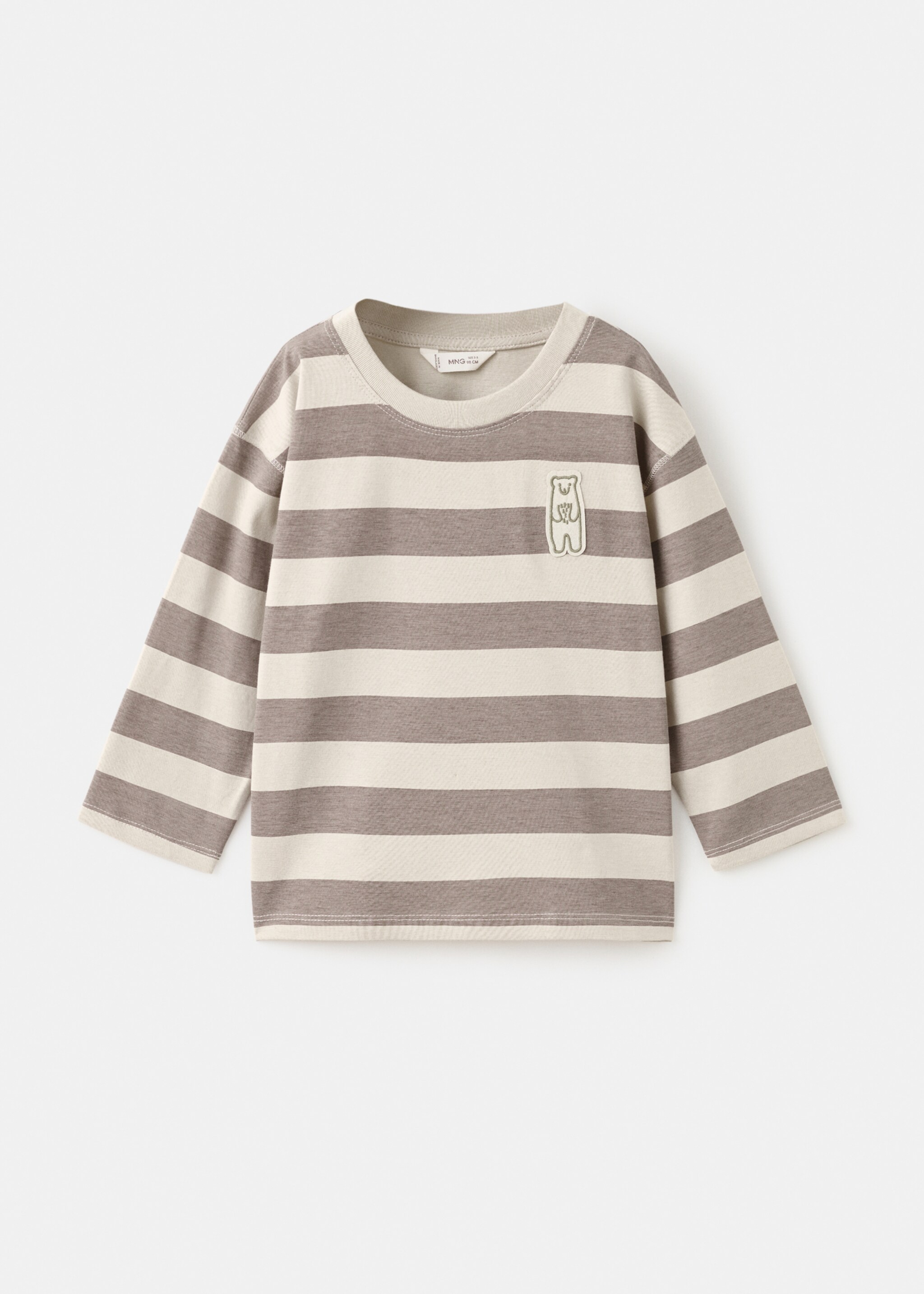 Patch striped t-shirt - Article without model, Medium Brown. Ref: 17057895-00.