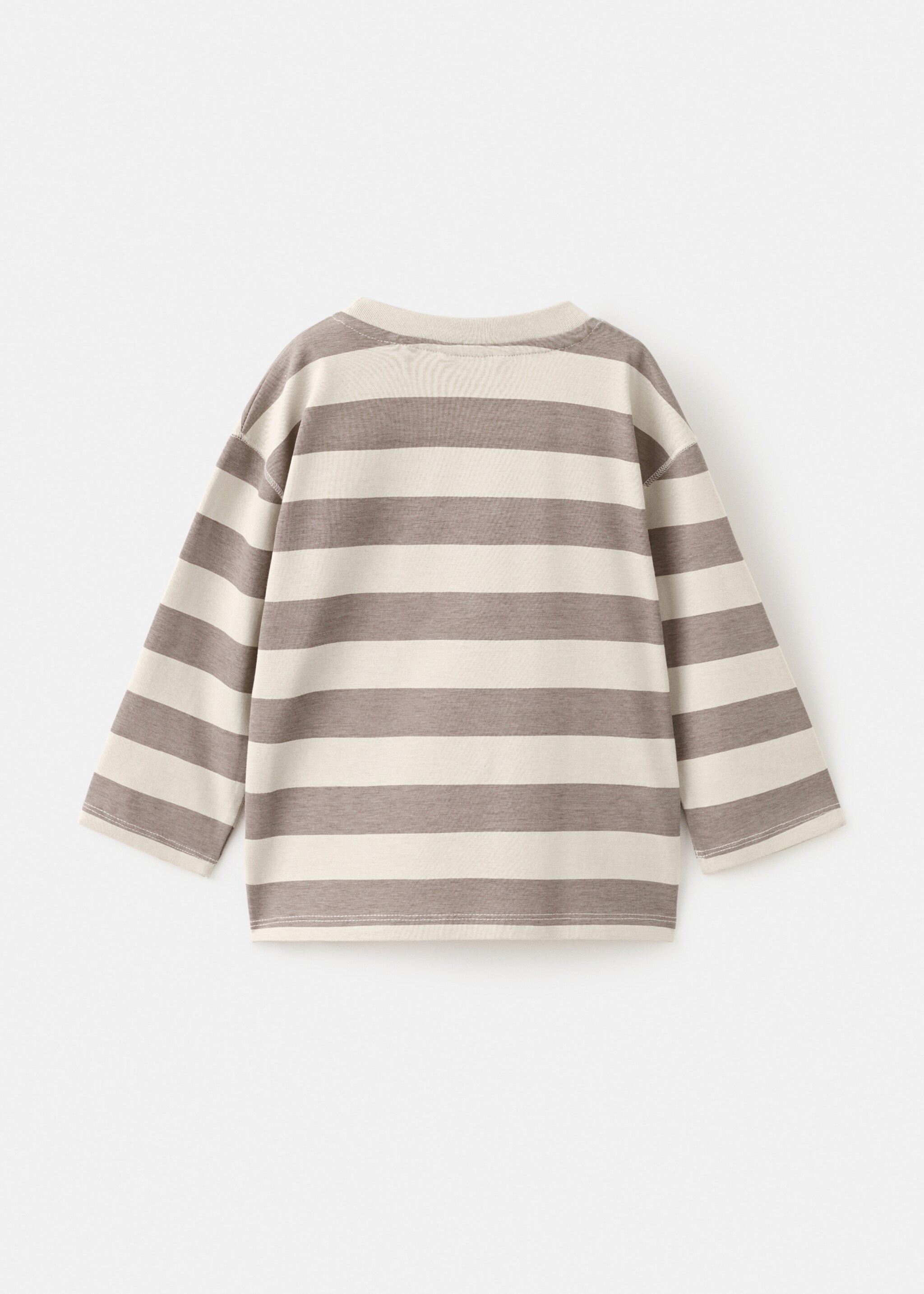 Patch striped t-shirt - Reverse of the article, Medium Brown. Ref: 17057895-00.
