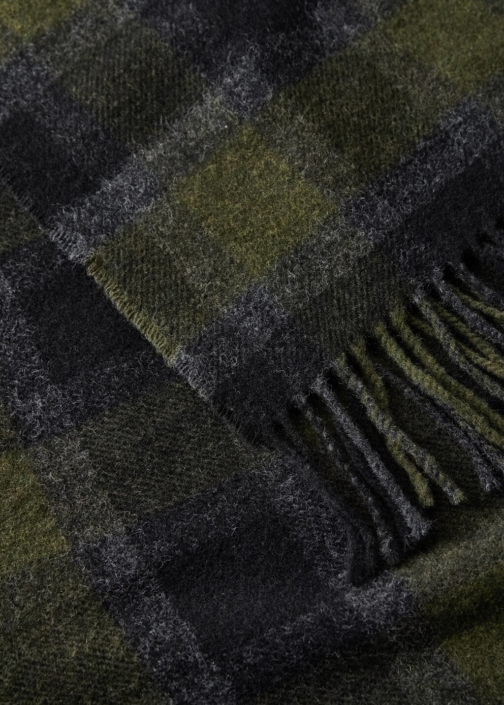Wool check-print blanket