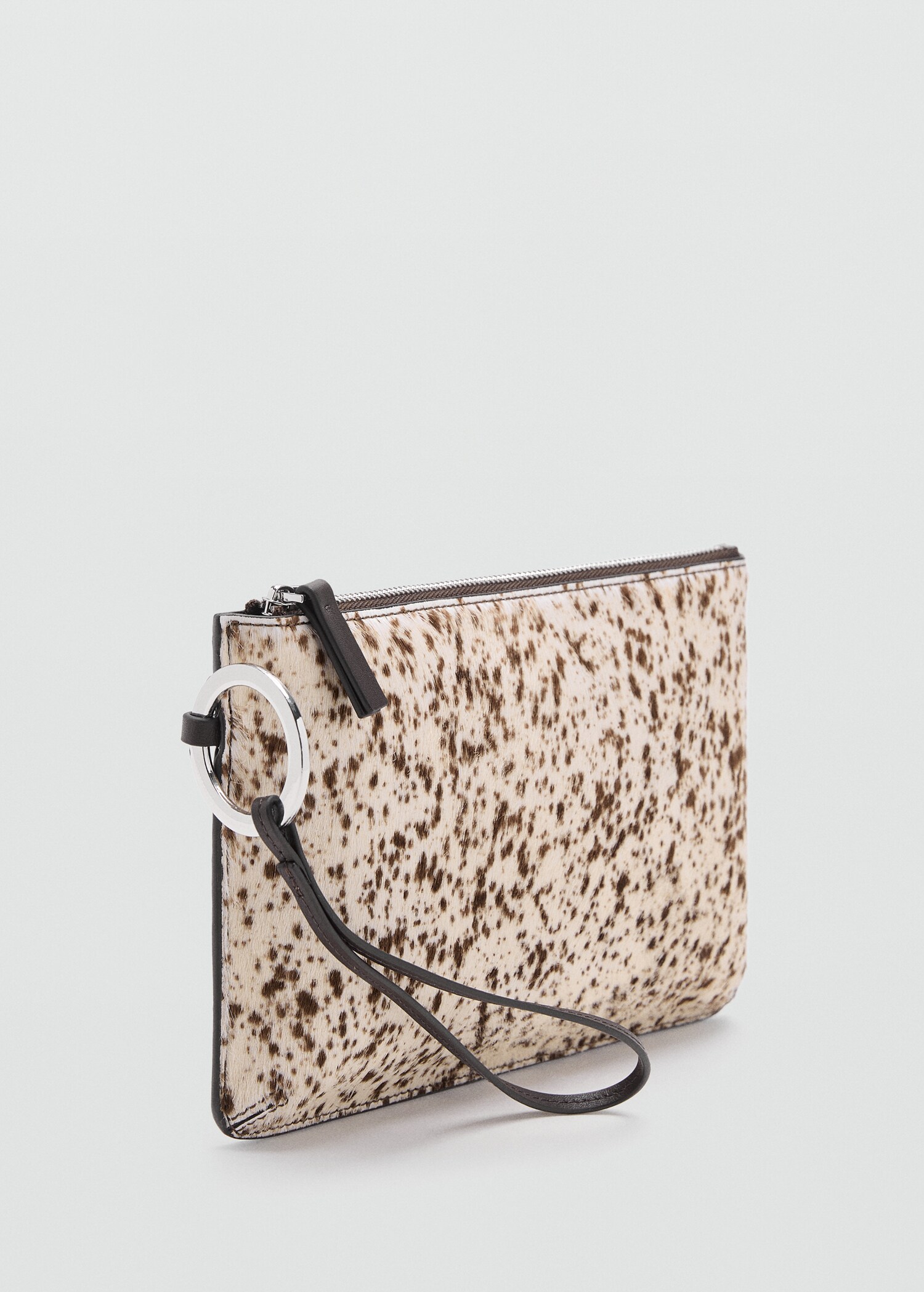 Leather and fur clutch - Medium plane