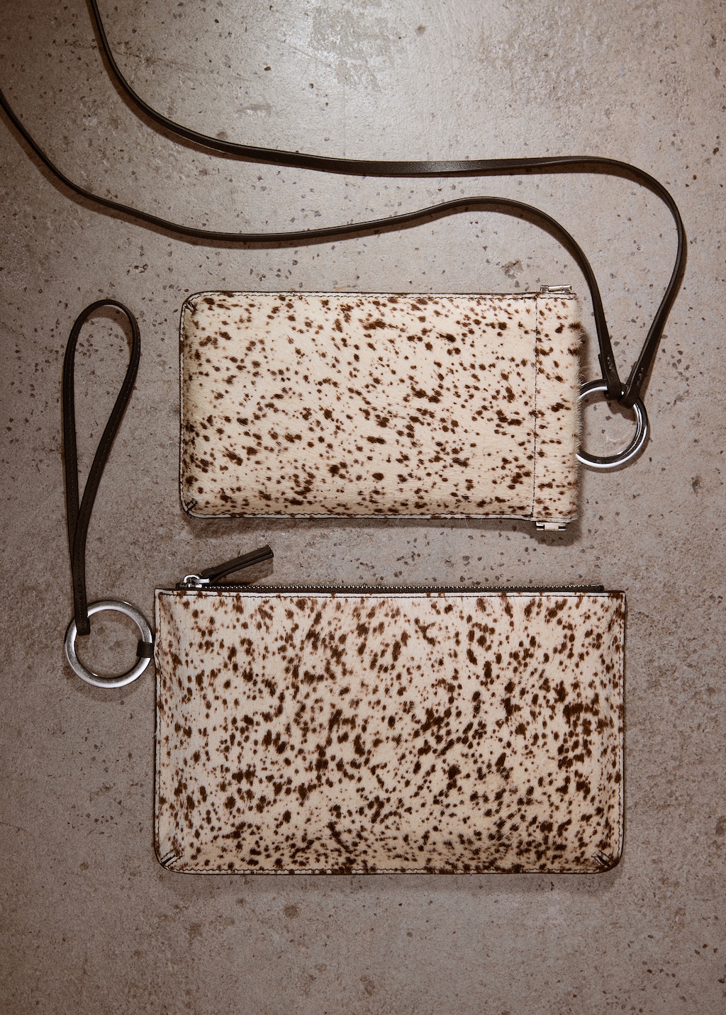 Leather and fur clutch