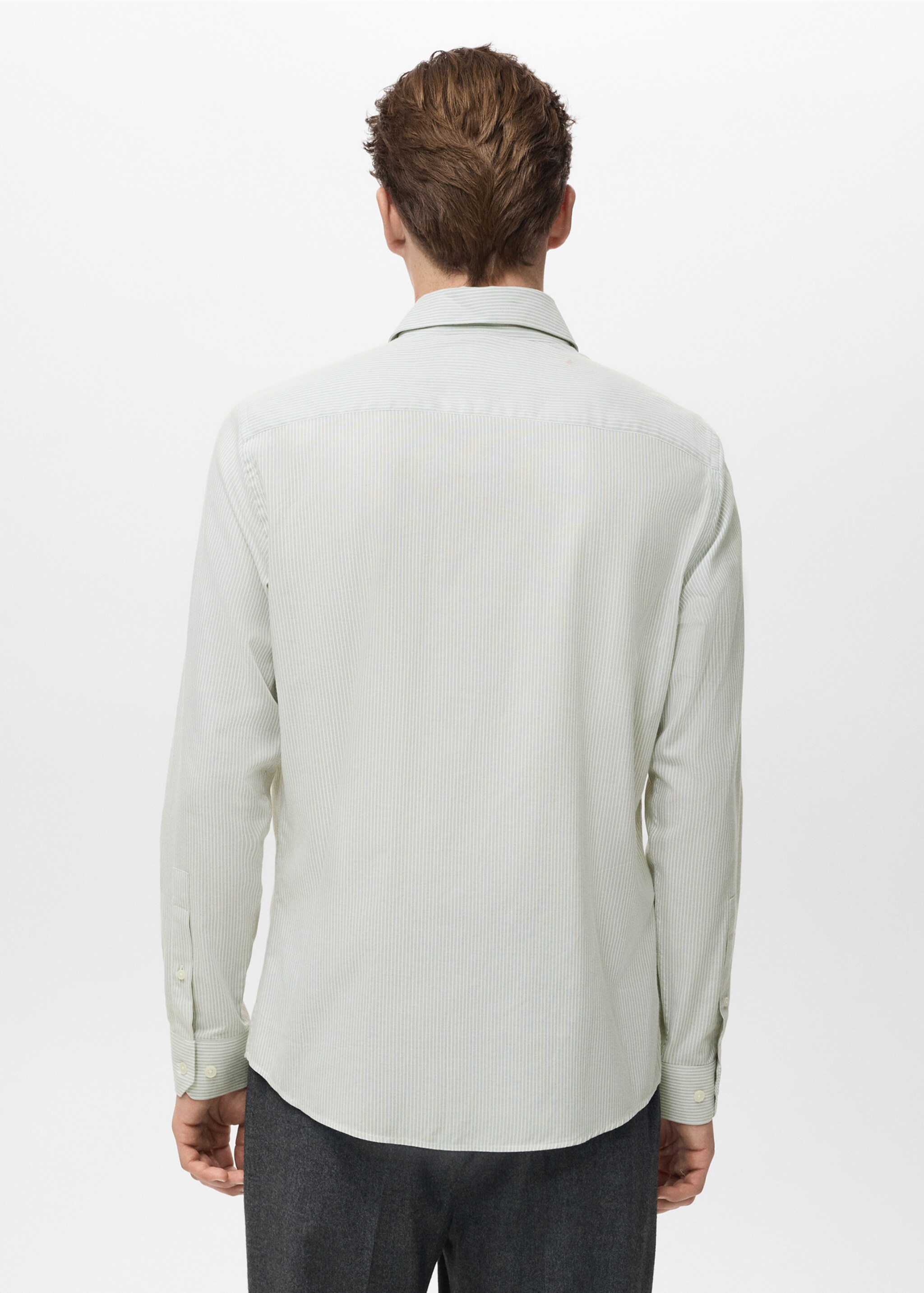 Regular-fit 100% cotton shirt - Reverse of the article, Green. Ref: 17057907-00.