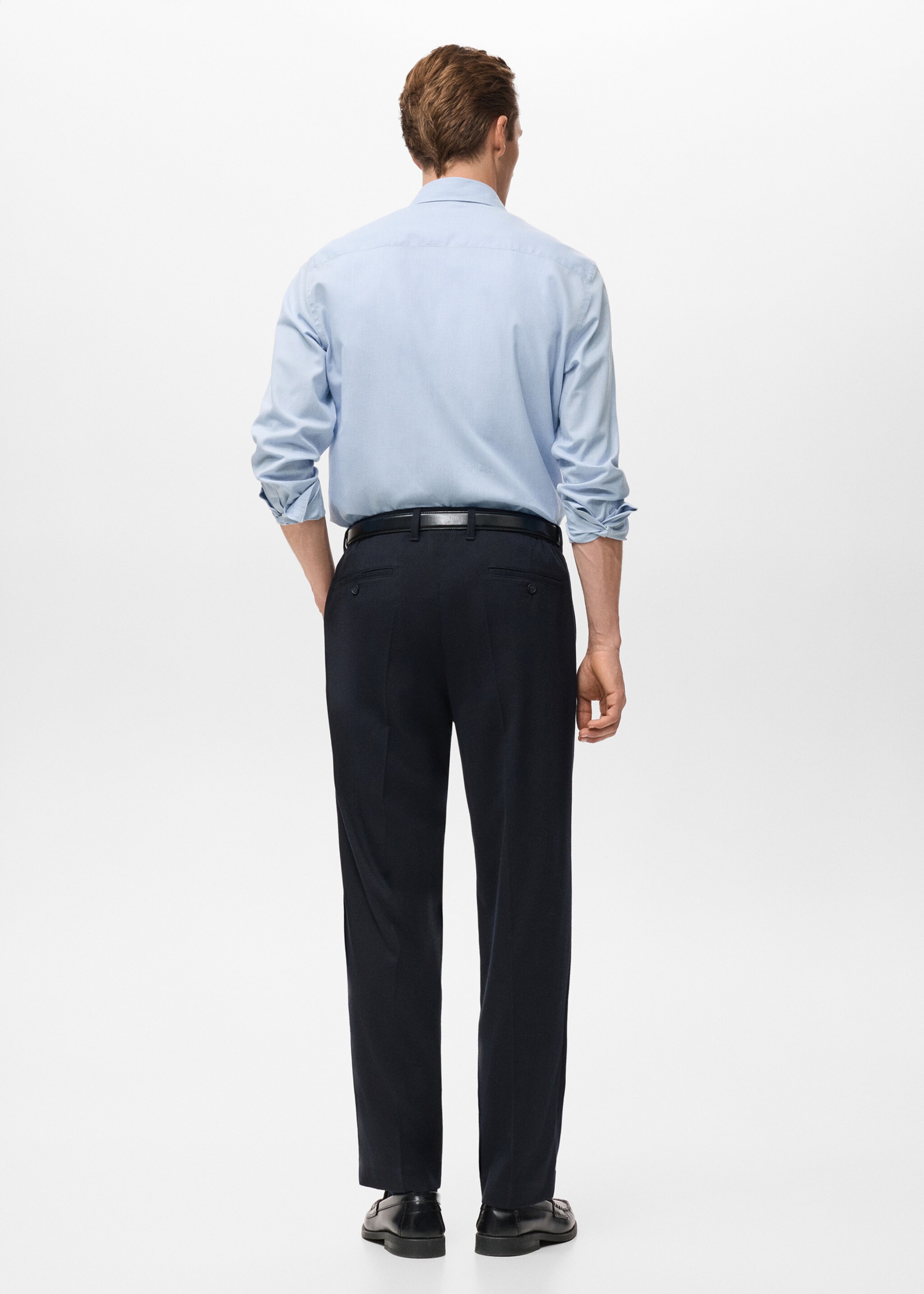 Regular-fit 100% cotton shirt - Reverse of the article, Sky Blue. Ref: 17057907-00.