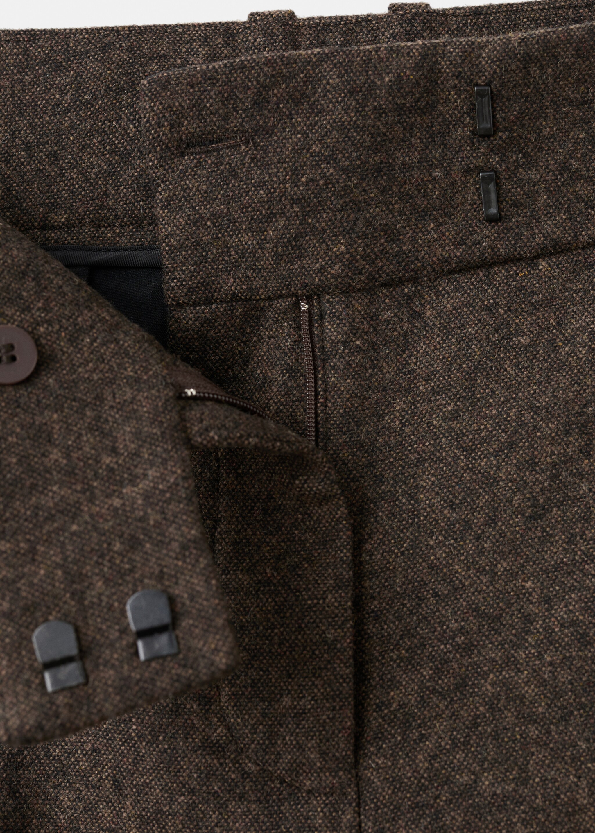 Speckled wool flared trousers - Details of the article 0, Brown. Ref: 17057911-00.