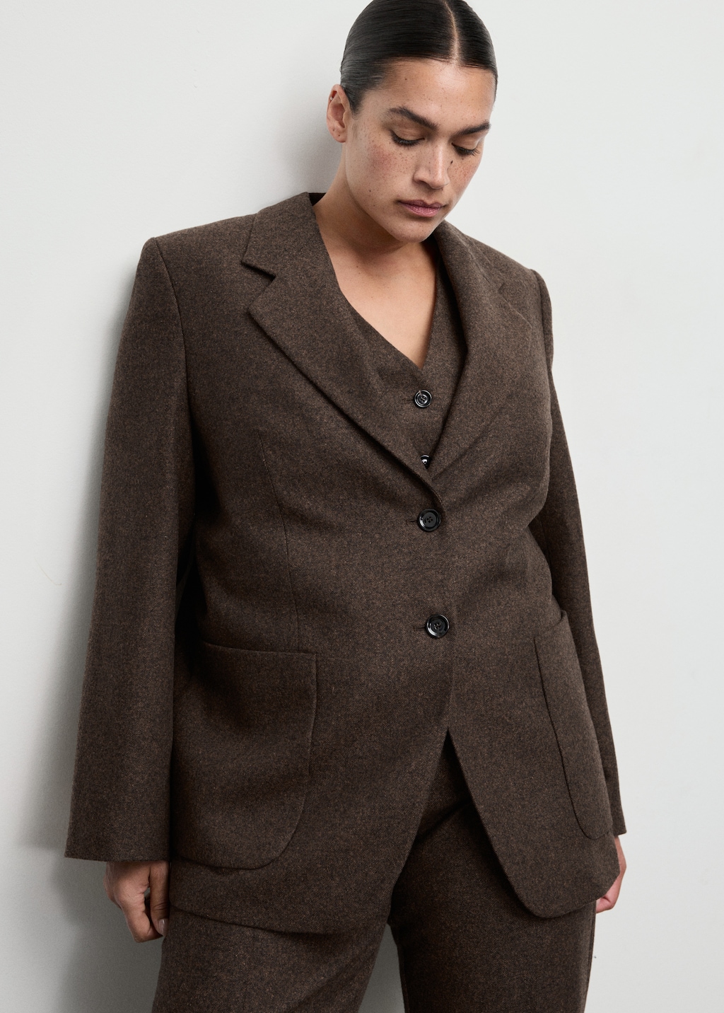 Speckled wool suit jacket