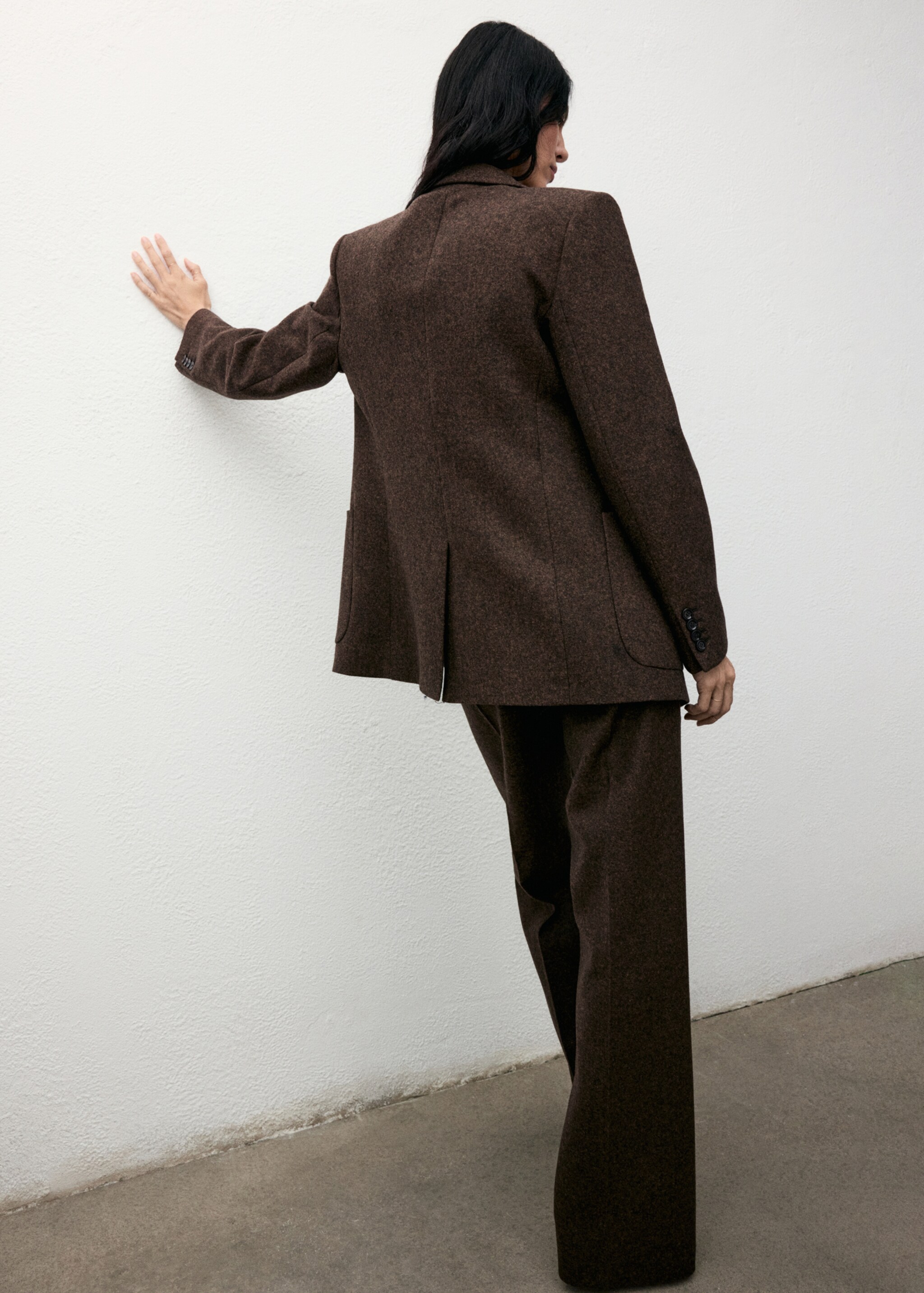 Speckled wool jacket with pockets - Reverse of the article, Brown. Ref: 17057912-00.