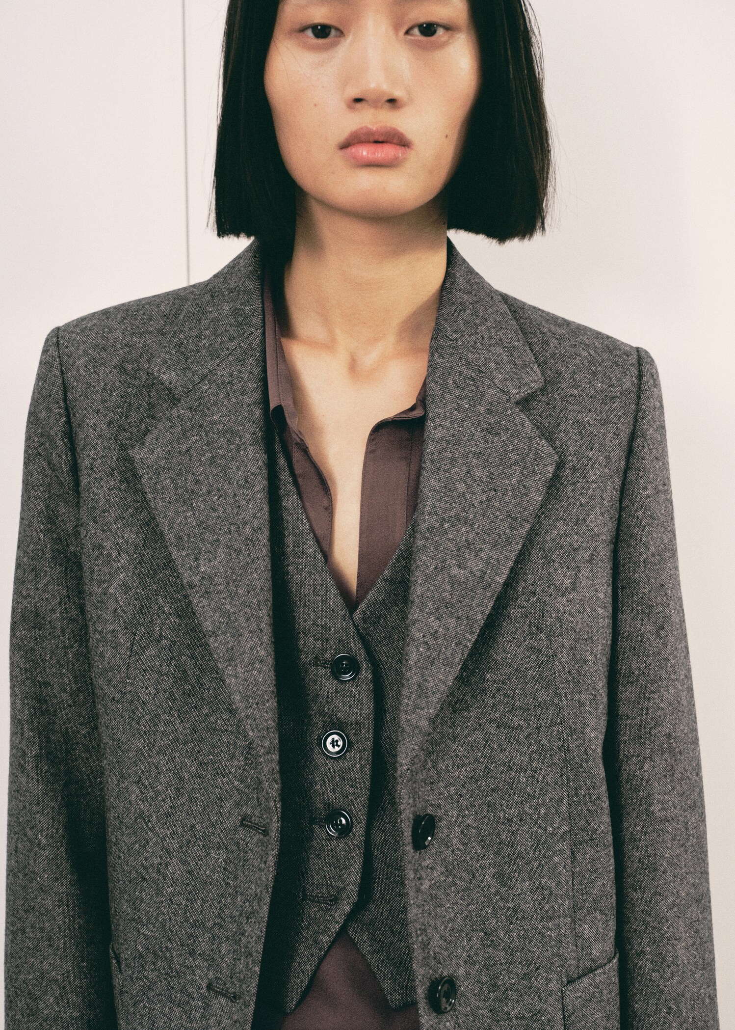 Speckled wool jacket with pockets - Medium plane