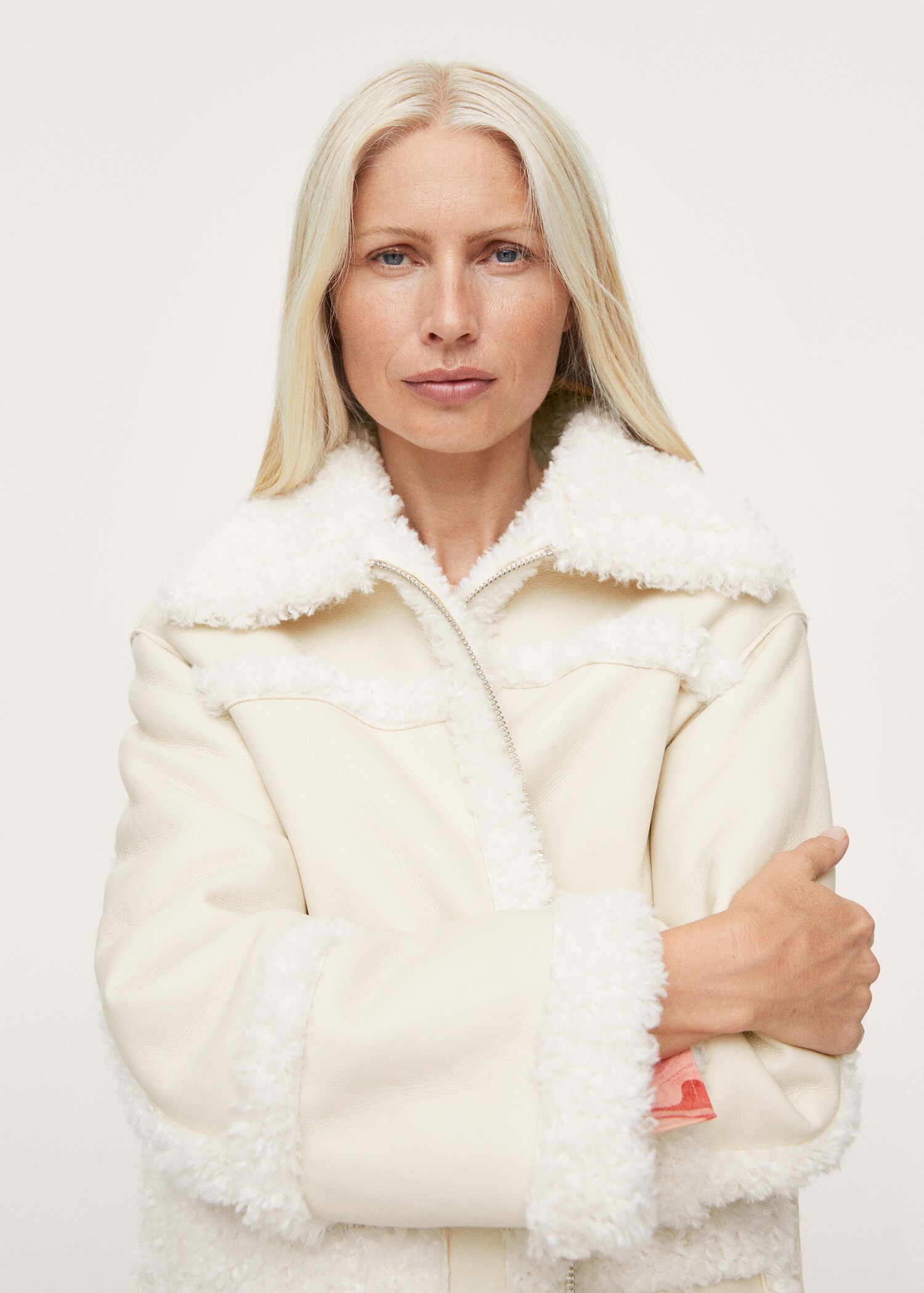 Faux-shearling leather-effect coat - Details of the article 1