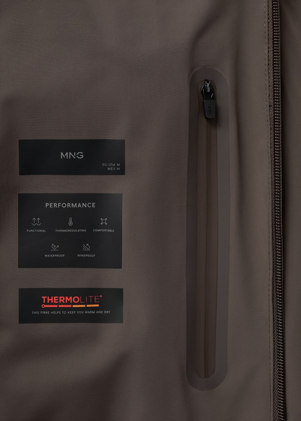 Thermoregulating waterproof padded anorak