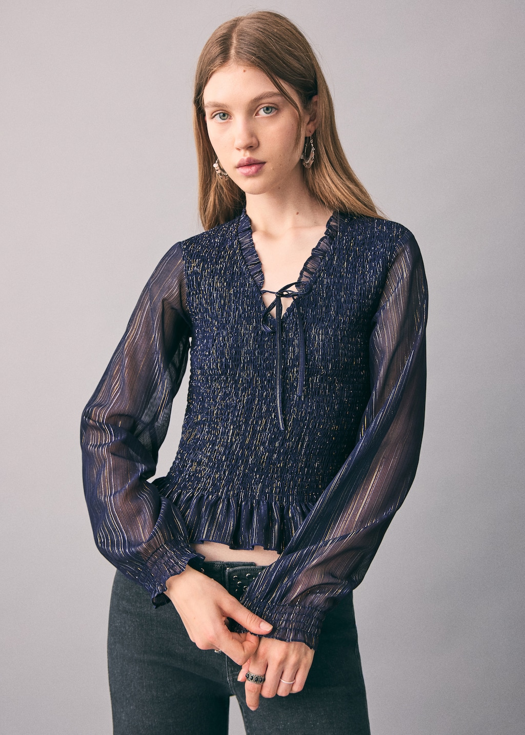 Ruched striped blouse