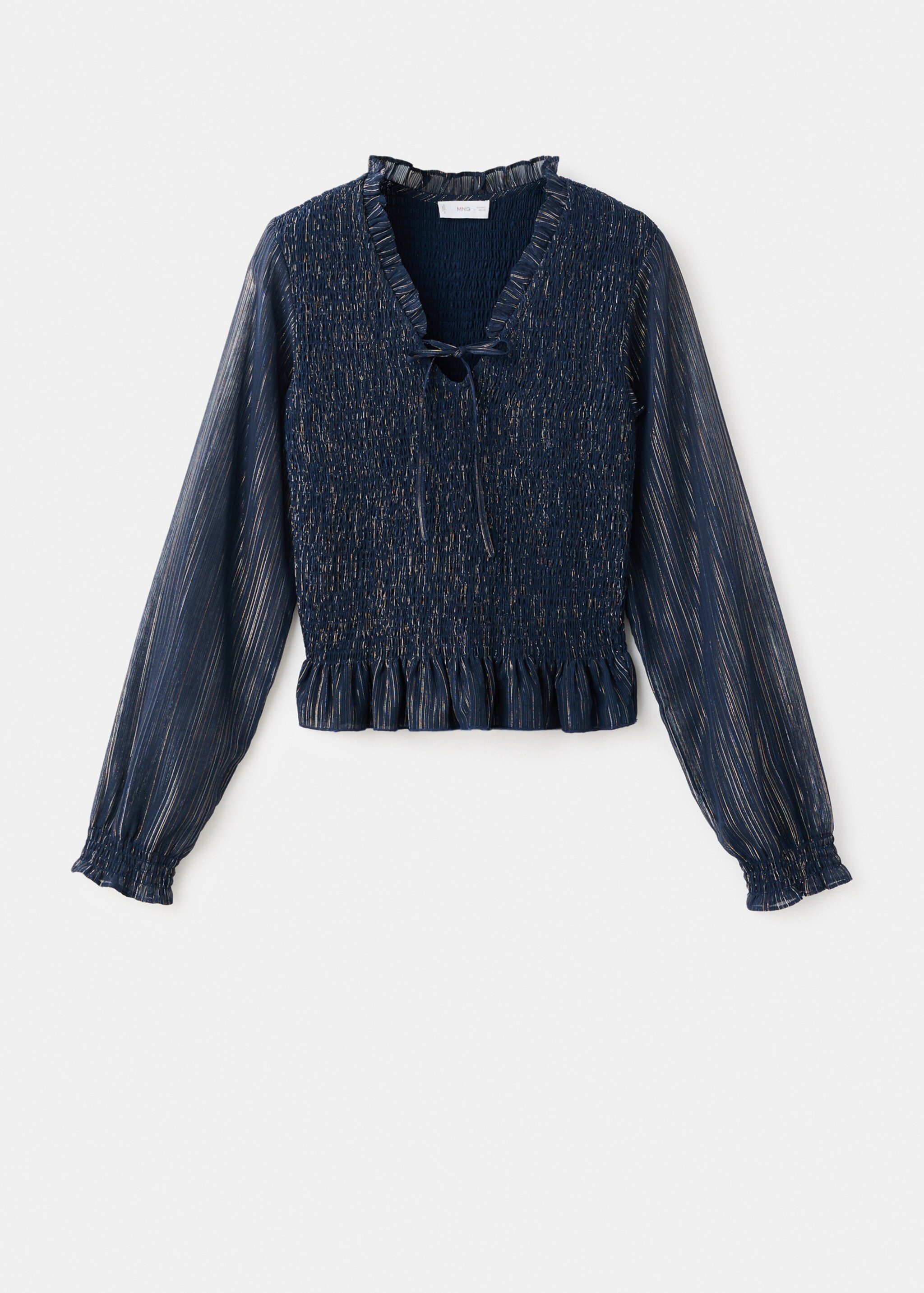 Ruched striped blouse - Article without model, Navy. Ref: 17058267-00.