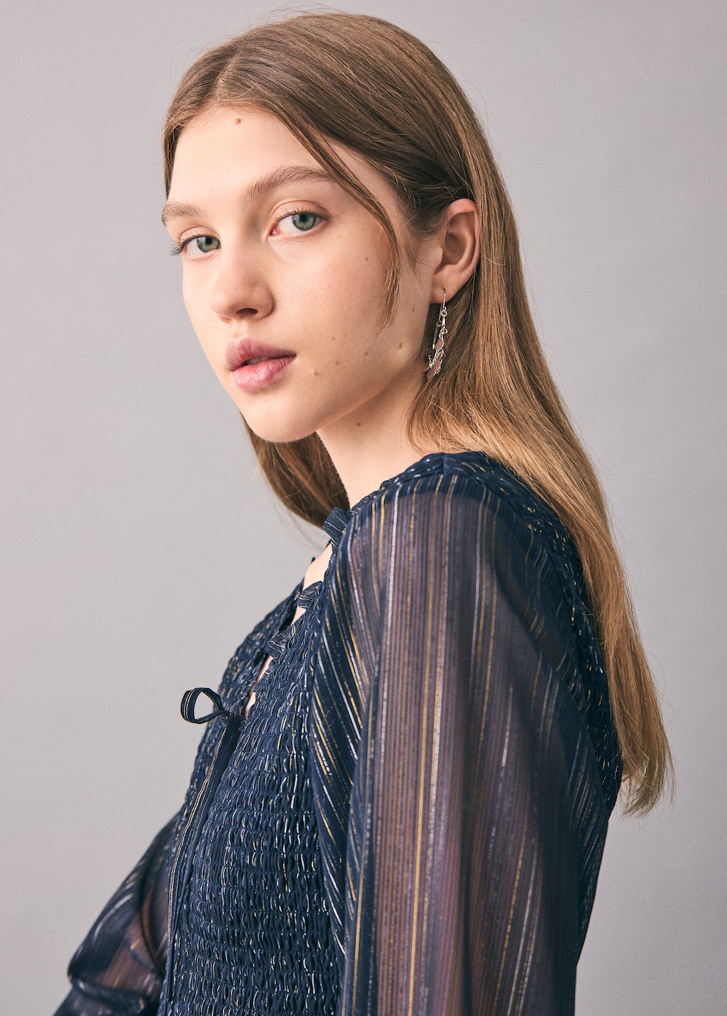 Ruched striped blouse