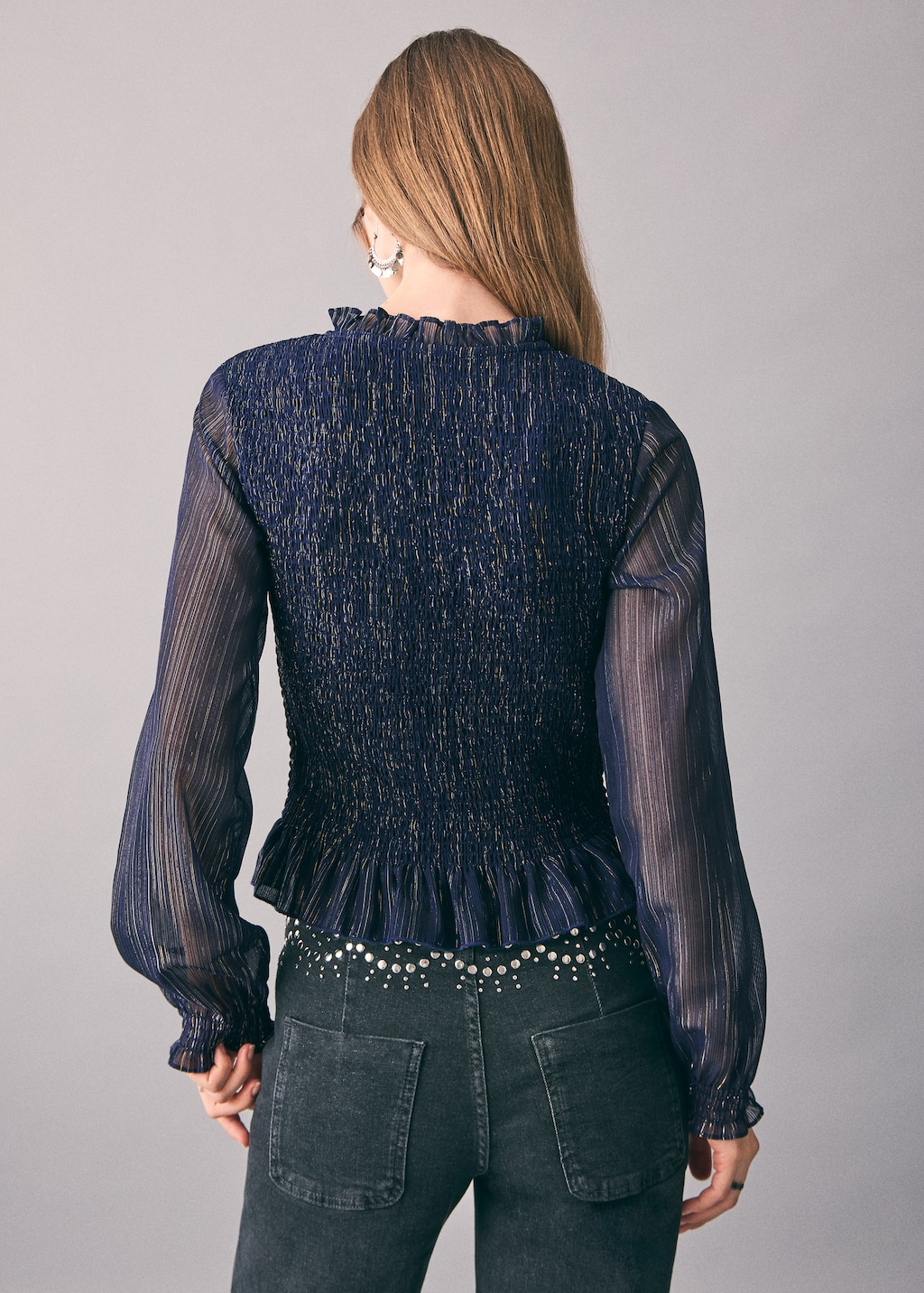 Ruched striped blouse