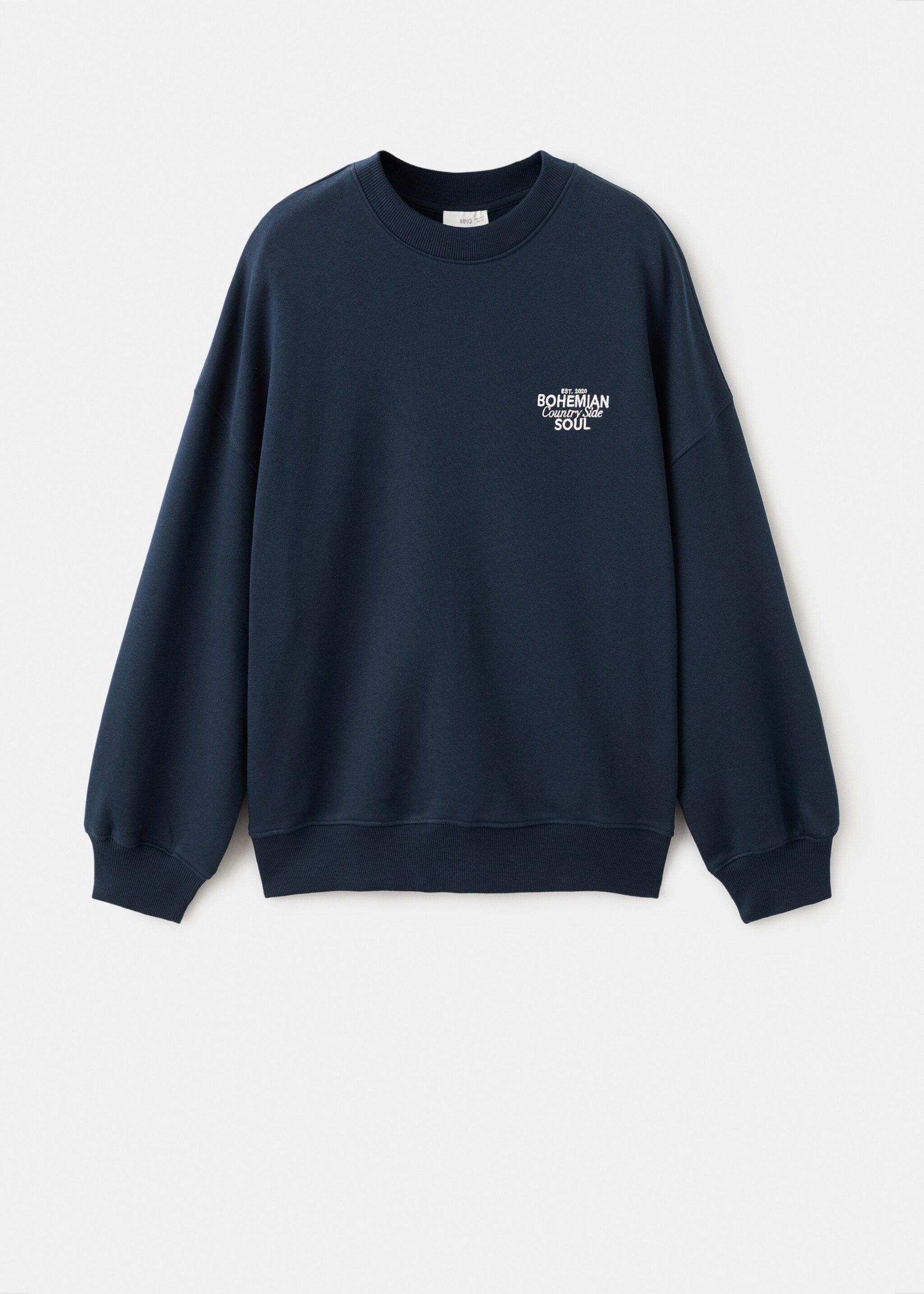 Sweat brodé et imprimé - Article sans modèle, Bleu marine. Ref: 17058268-00.