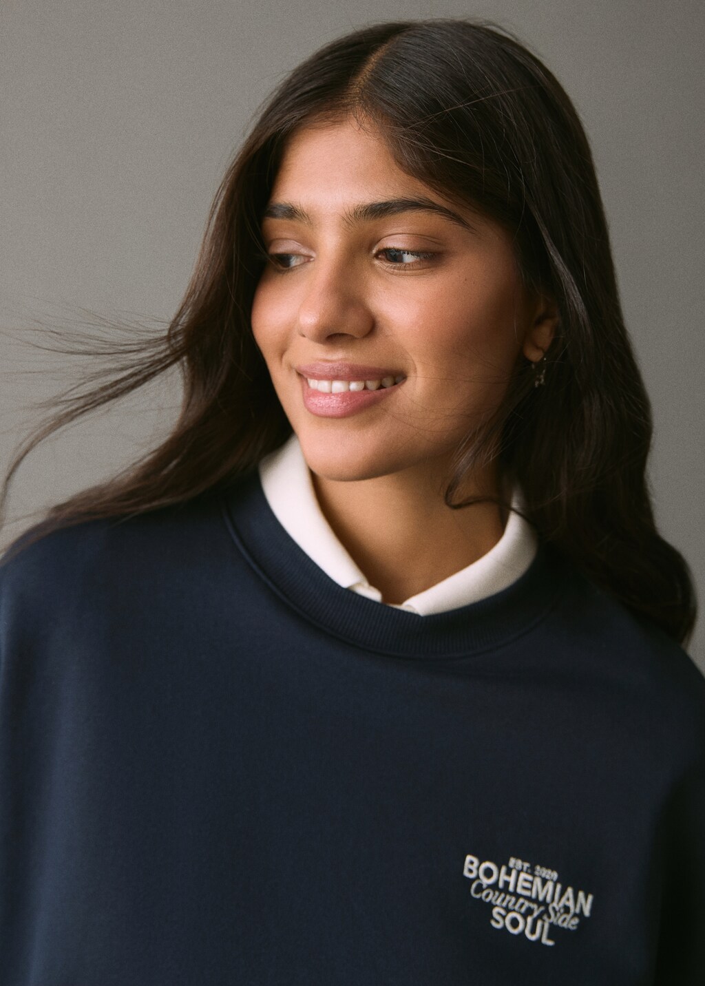 Printed embroidered sweatshirt