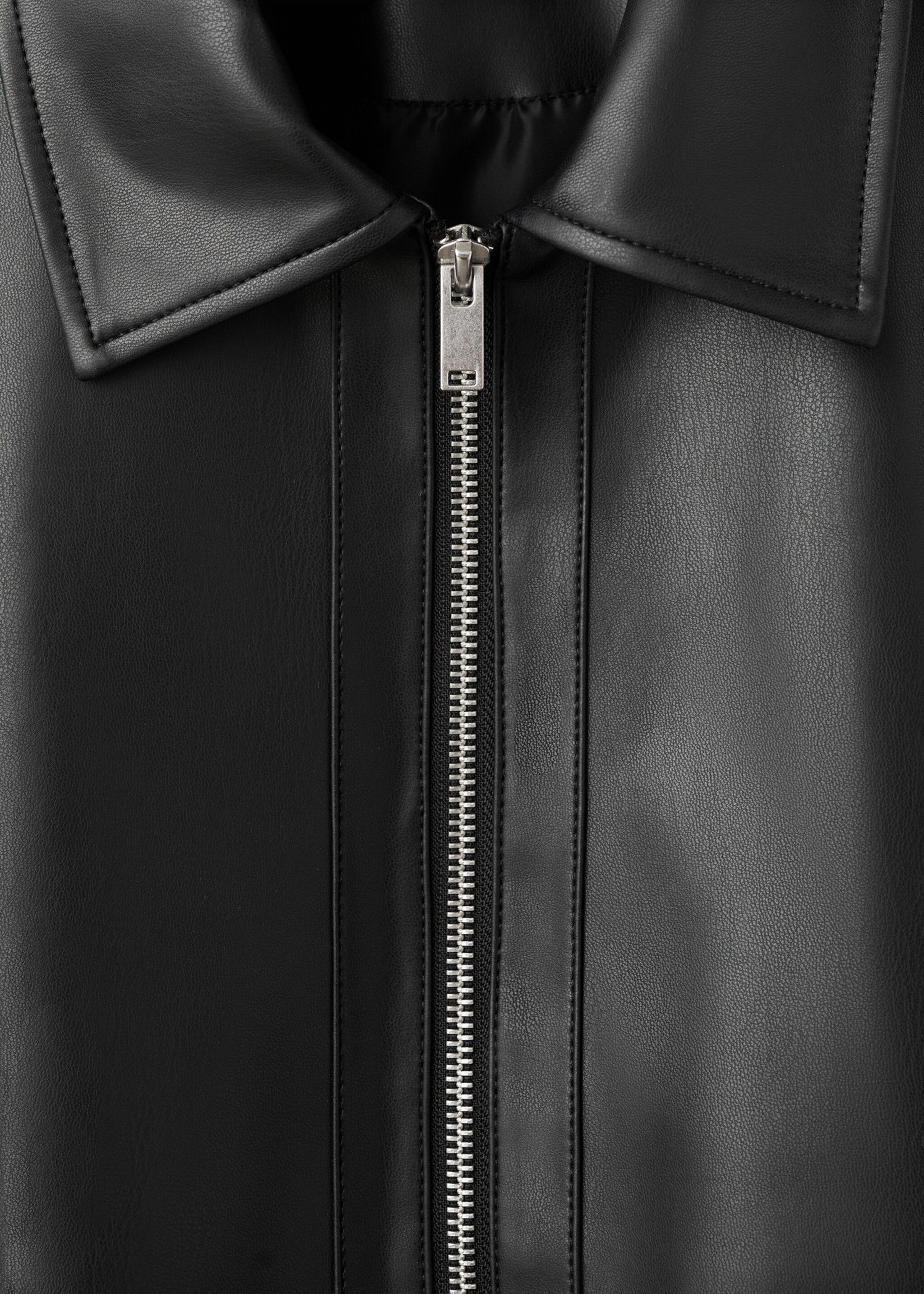 Leather-effect biker jacket - Details of the article 8, Black. Ref: 17058284-00.