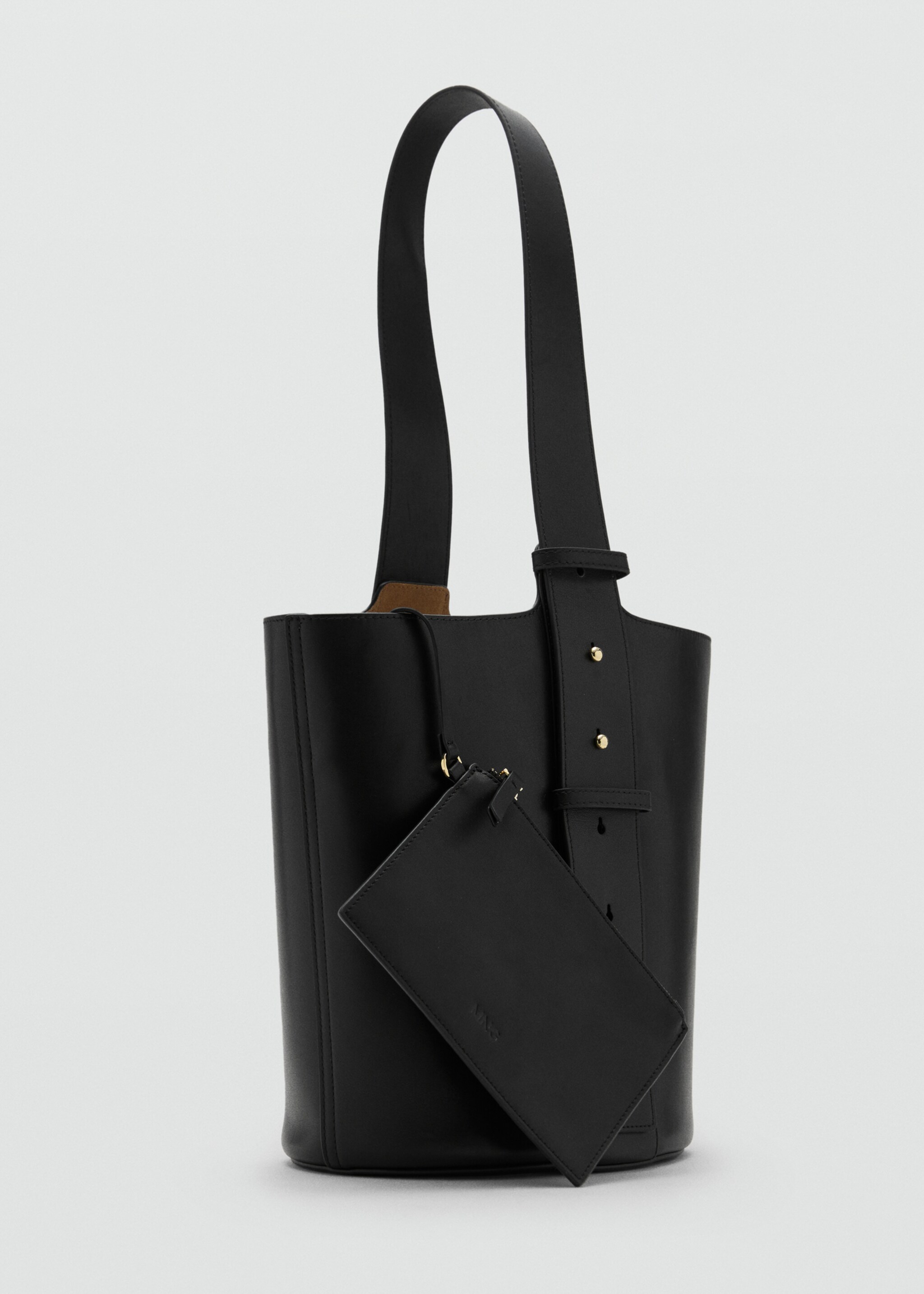 Leather bucket bag - Medium plane, Black. Ref: 17058285-00.
