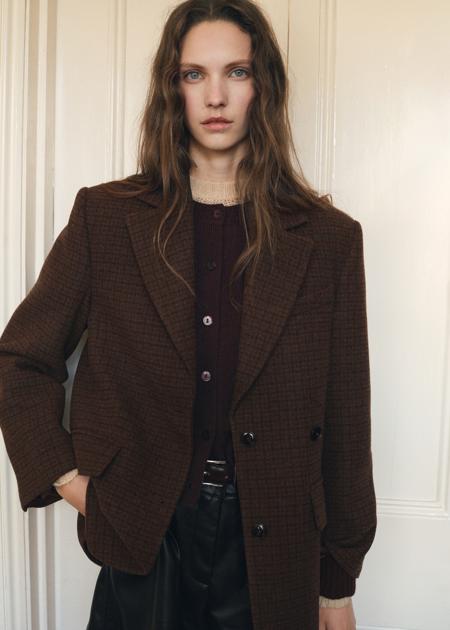 Micro-houndstooth wool jacket - Medium plane