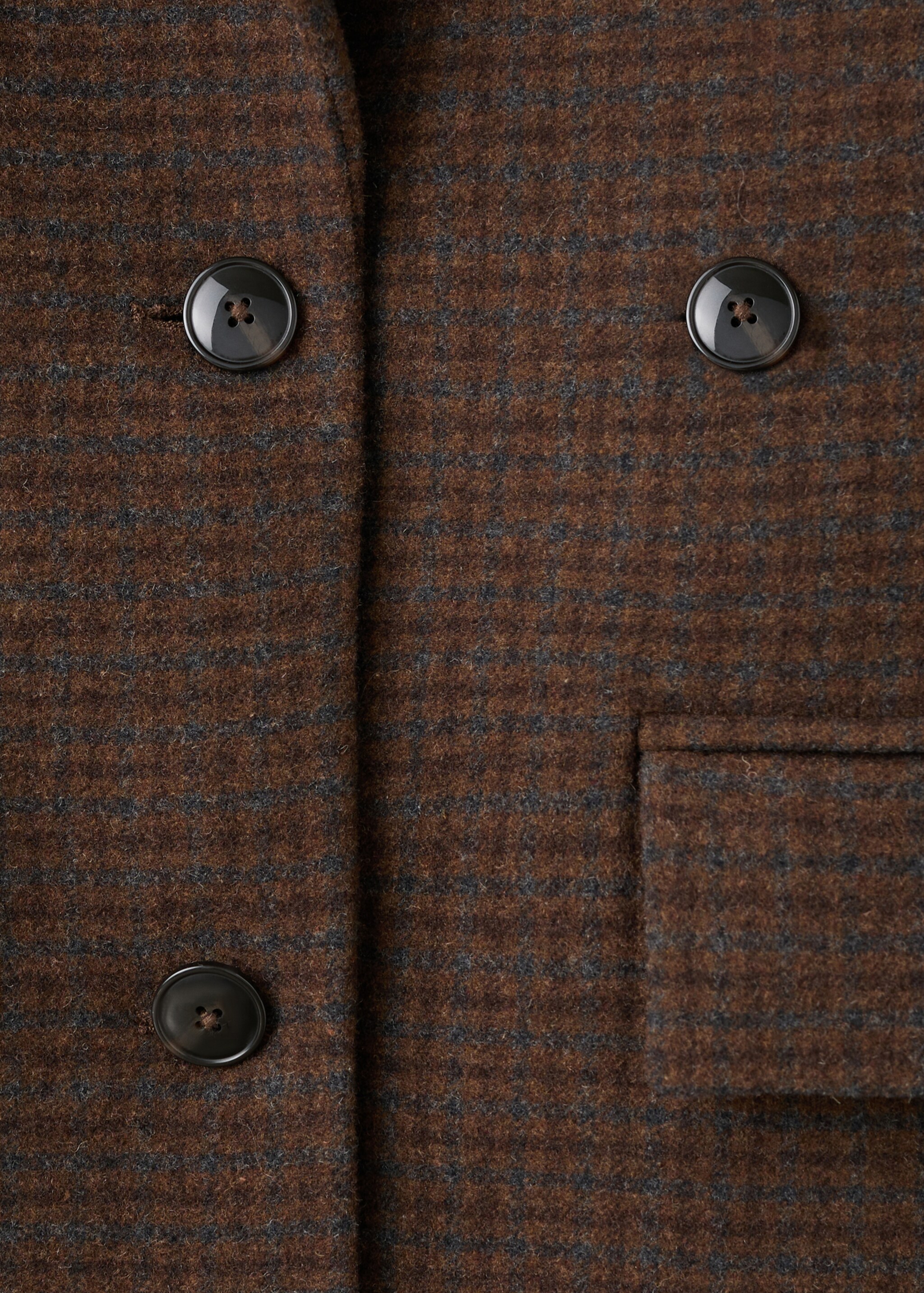 Blazer en laine à micro motif pied-de-poule - Détail de l'article 0, Marron moyen. Ref: 17058286-00.