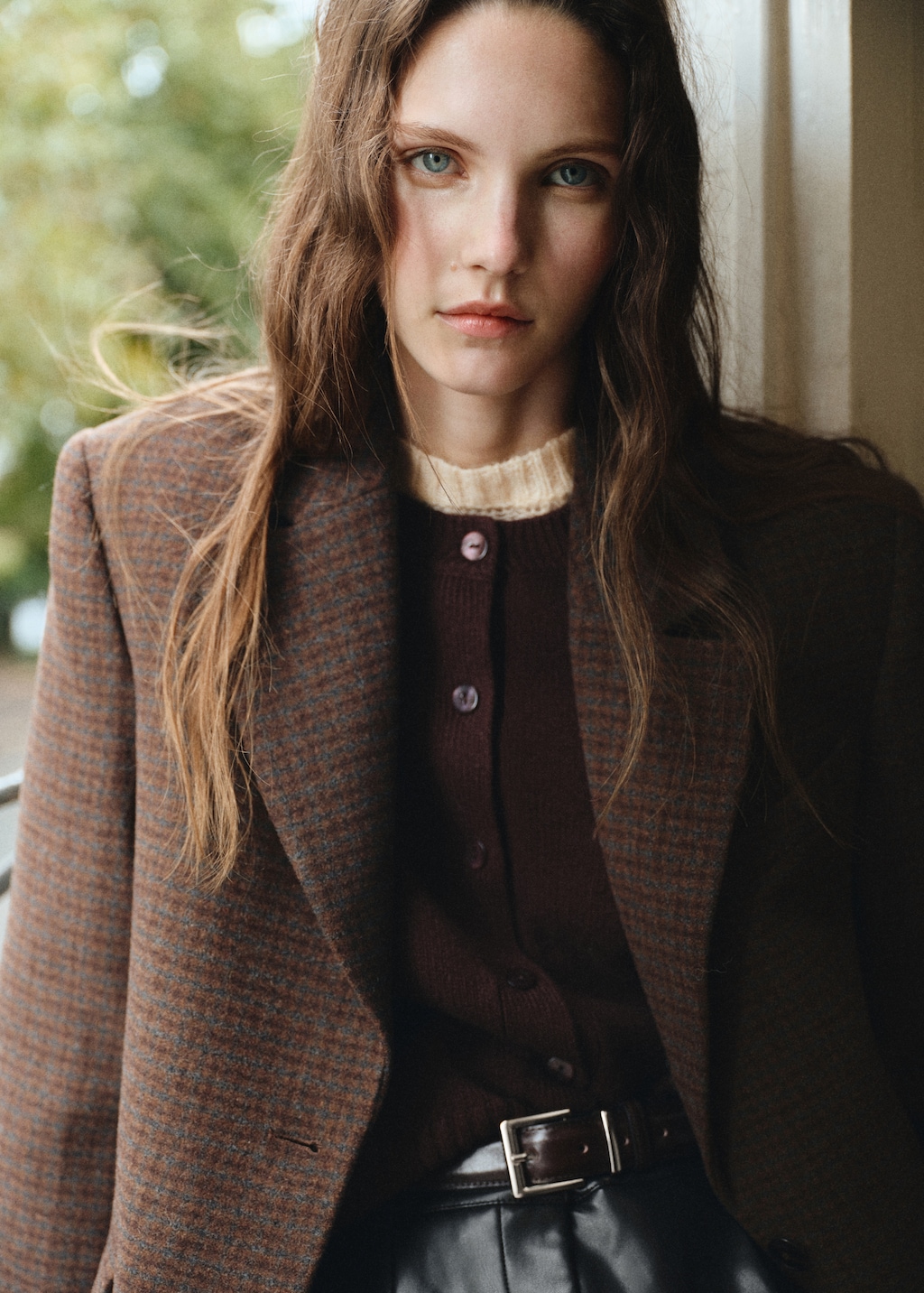 Micro houndstooth wool blazer - image 4
