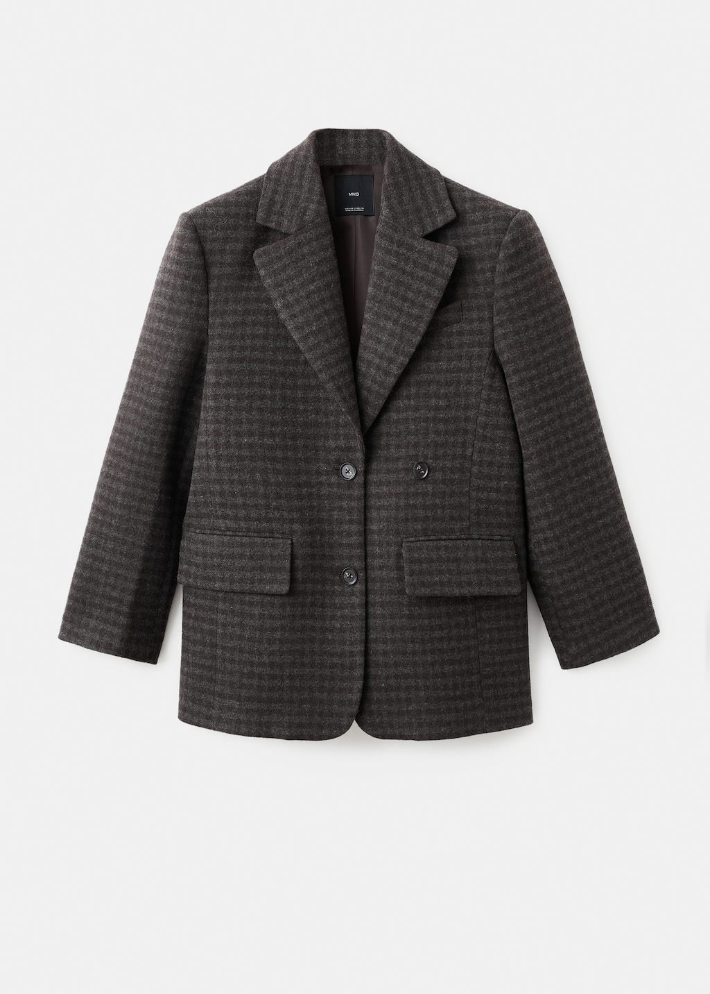 Micro houndstooth wool blazer