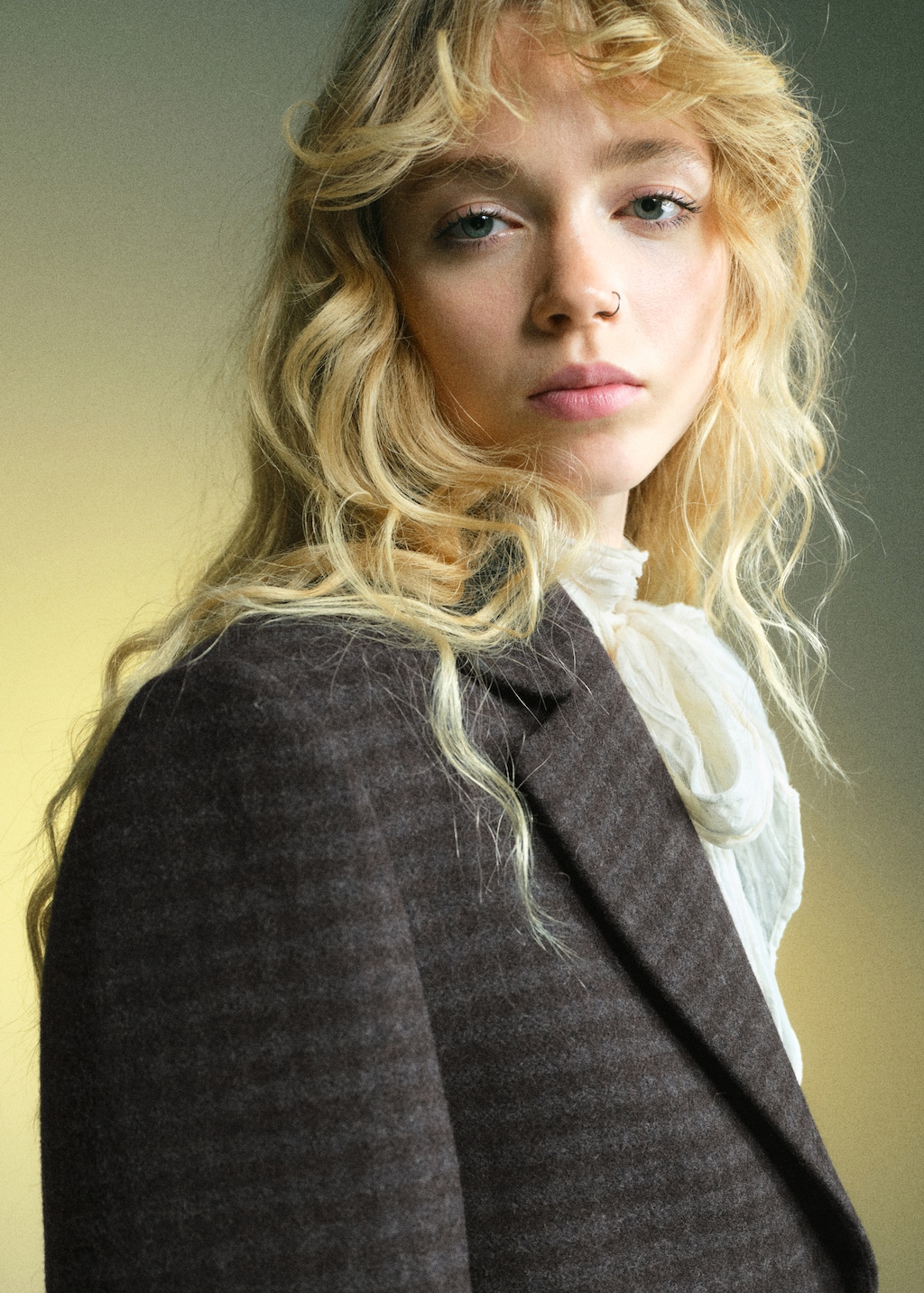 Micro houndstooth wool blazer