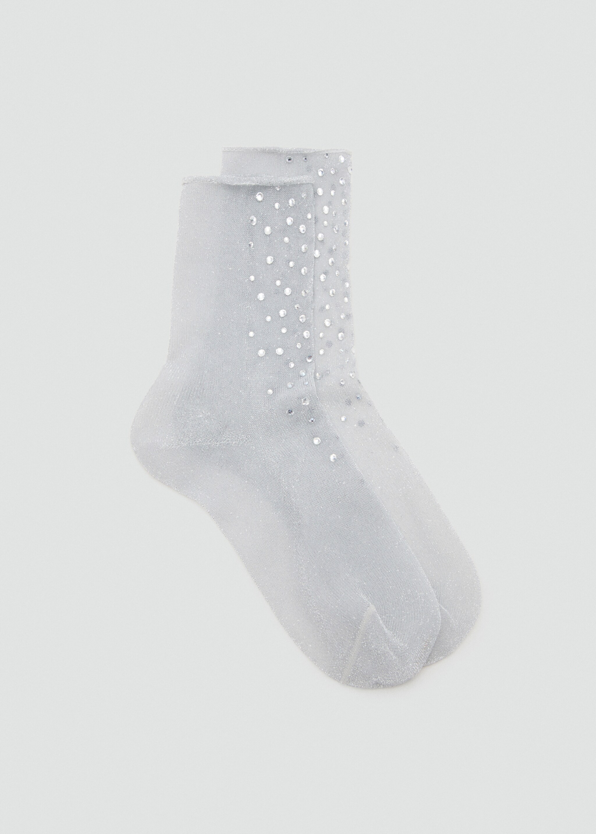 Lurex socks with rhinestones - Article without model, Grey. Ref: 17058289-00.
