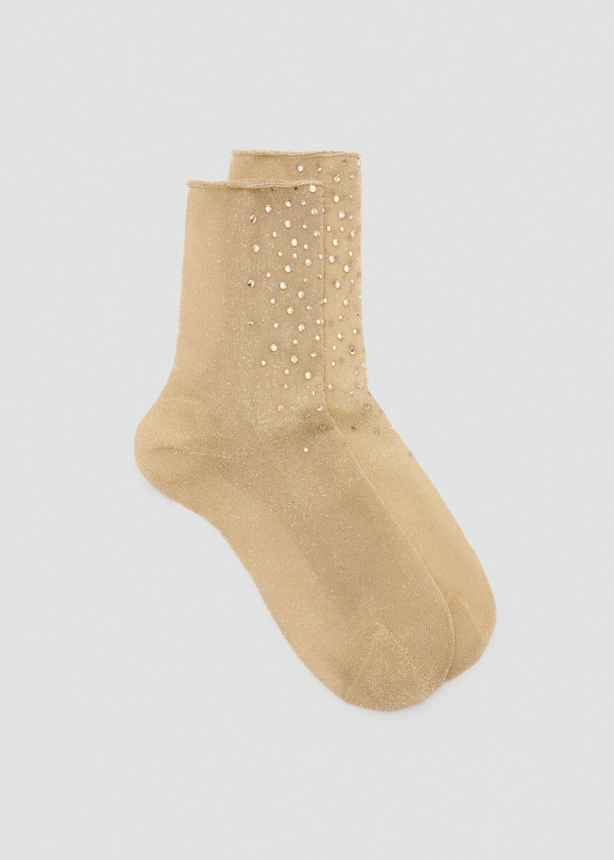Lurex socks with rhinestones - Article without model, Gold. Ref: 17058289-00.