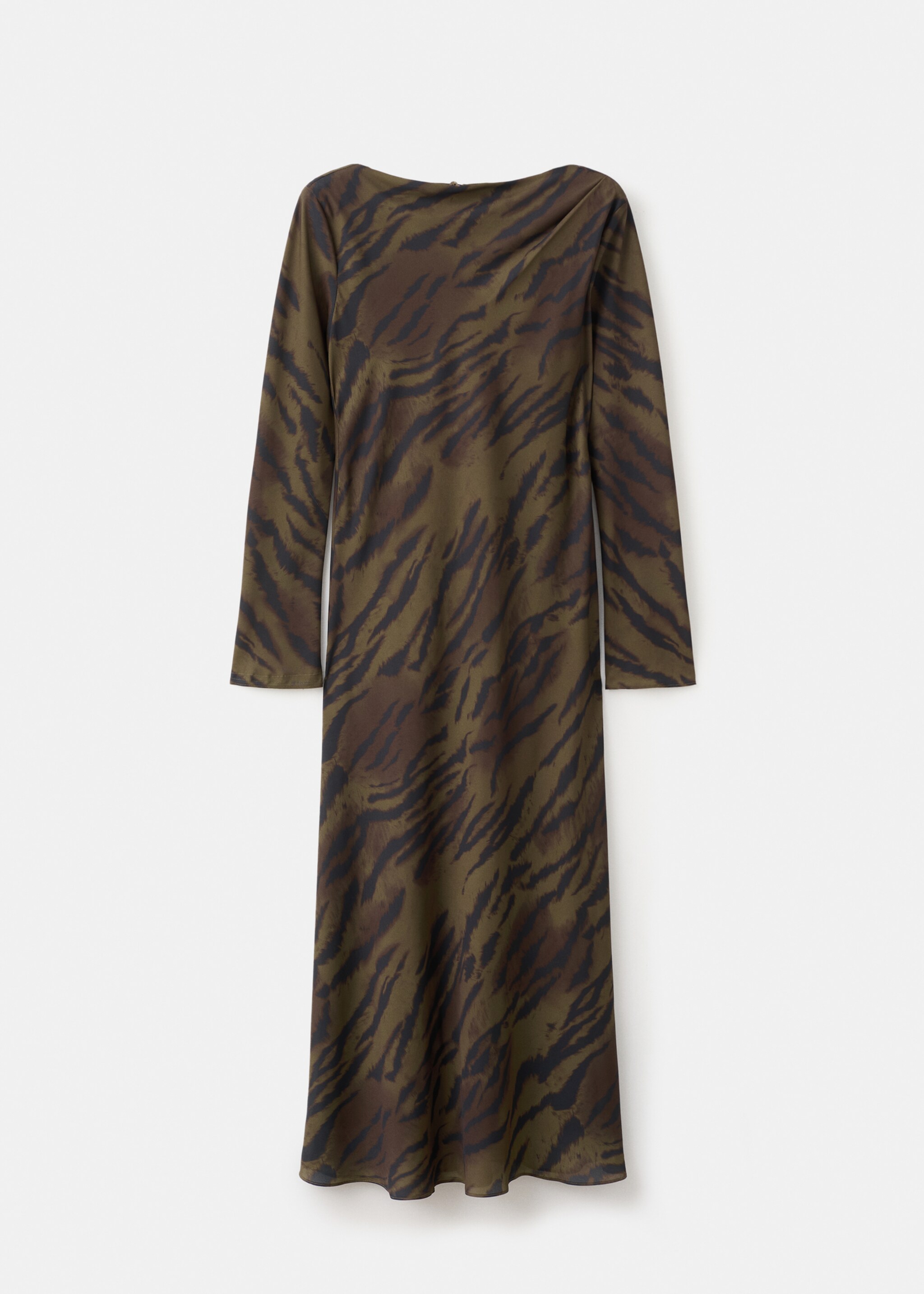 Satin animal print dress - Article without model, Brown. Ref: 17058292-00.