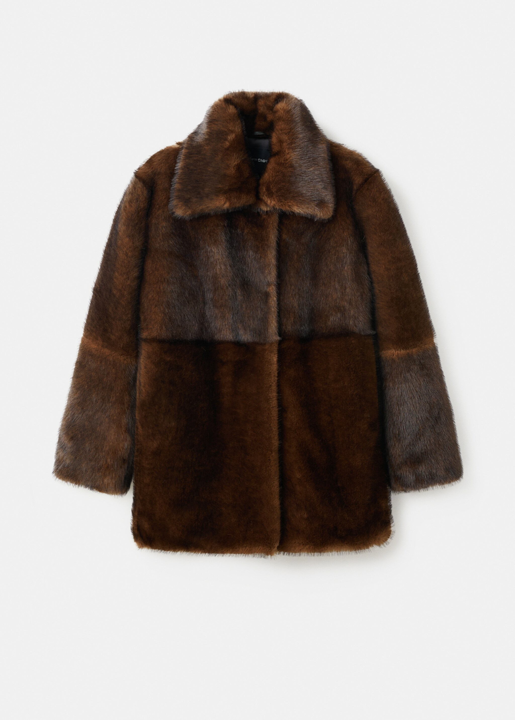 Manteau effet peluche col chemise - Article sans modèle, Marron. Ref: 17058631-00.