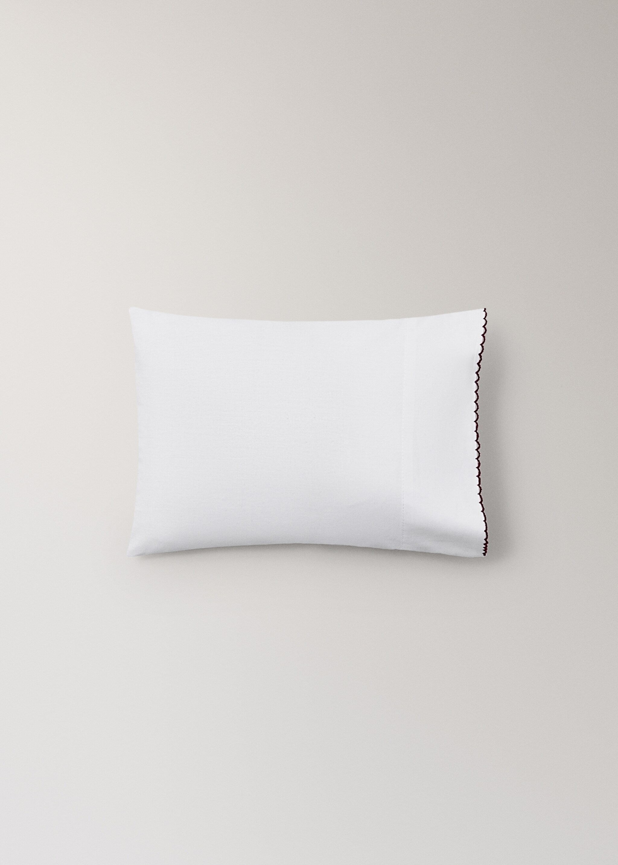 Set of percale cotton top sheets with contrasting picot detail for mini-cot - Details of the article 2, White. Ref: 17058634-00.