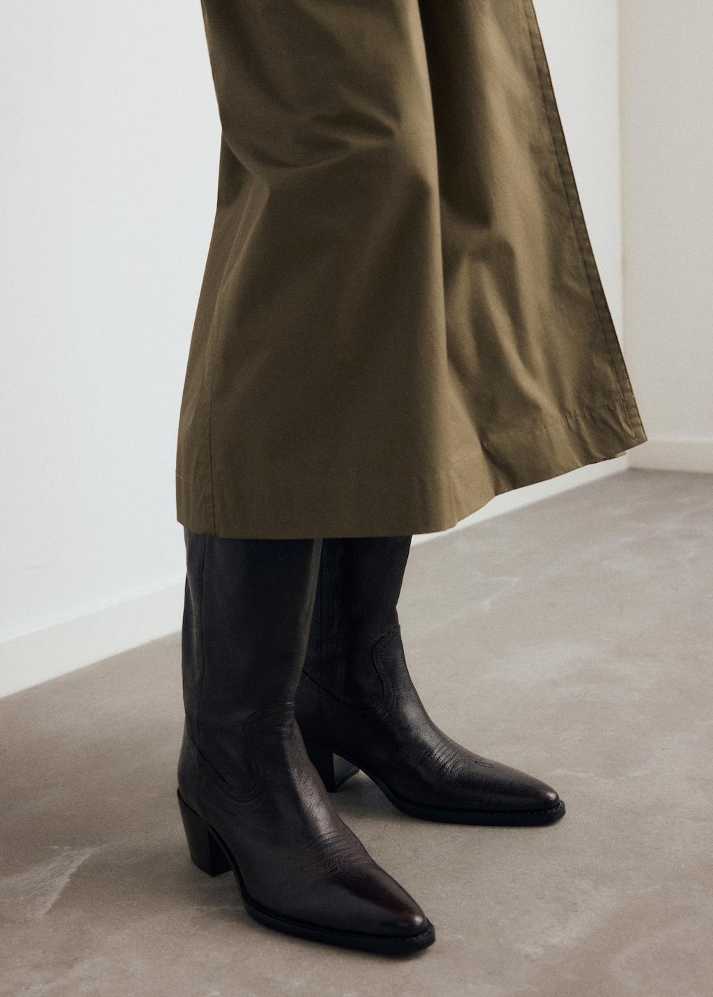 Leather pointed ankle boots