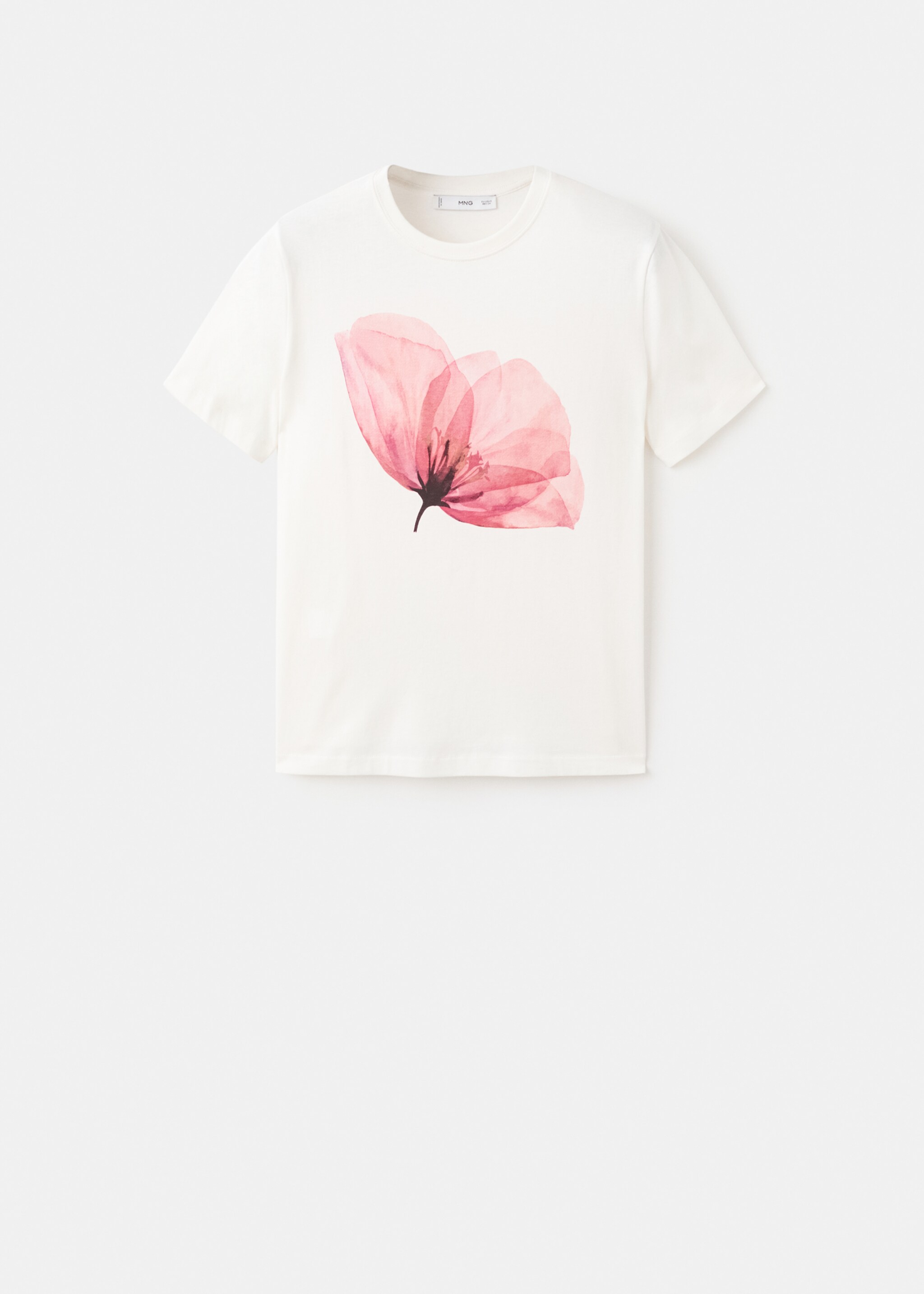 Floral-print cotton t-shirt - Article without model, Ecru. Ref: 17058639-00.