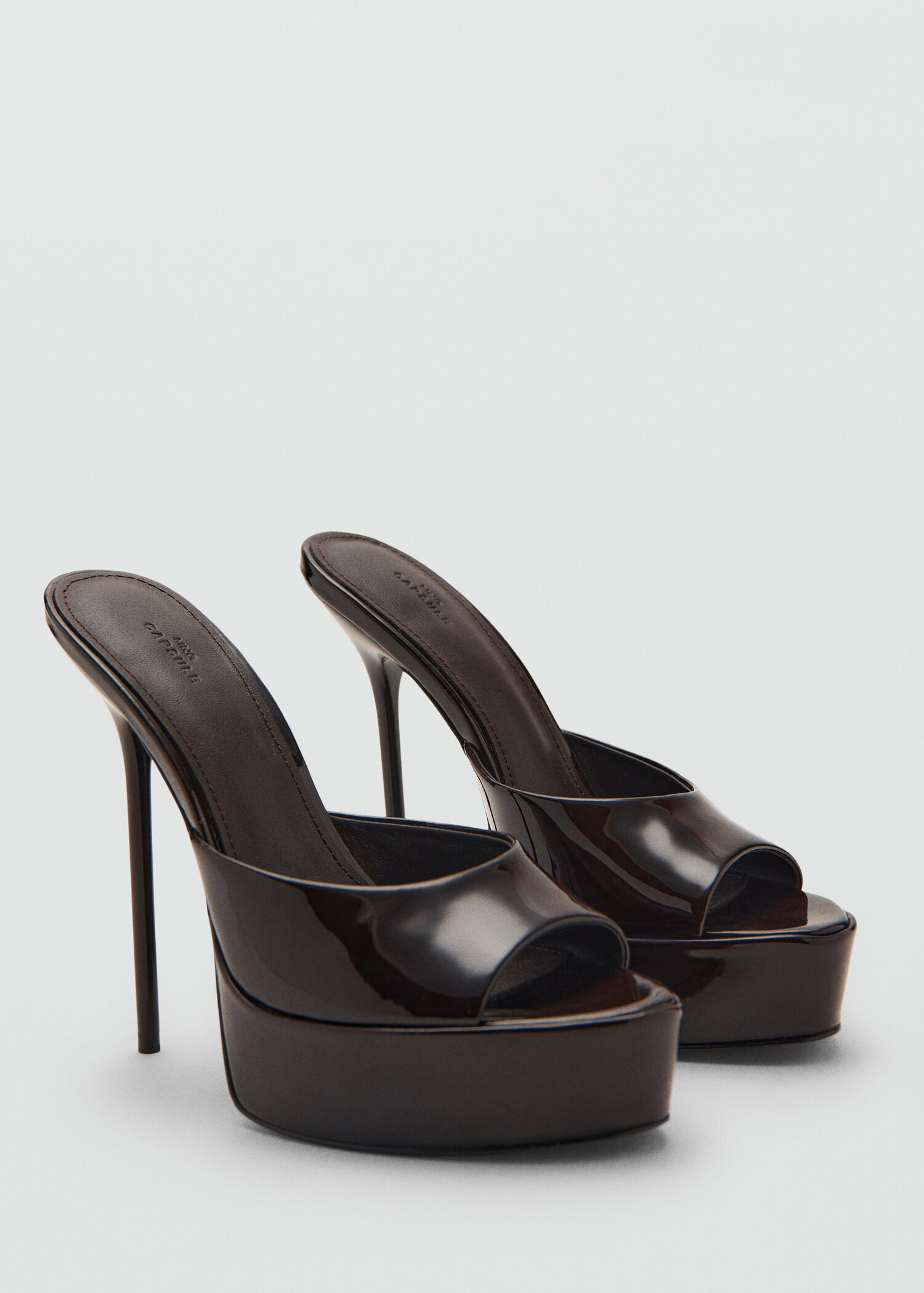 Leather platform-heeled sandals - Medium plane