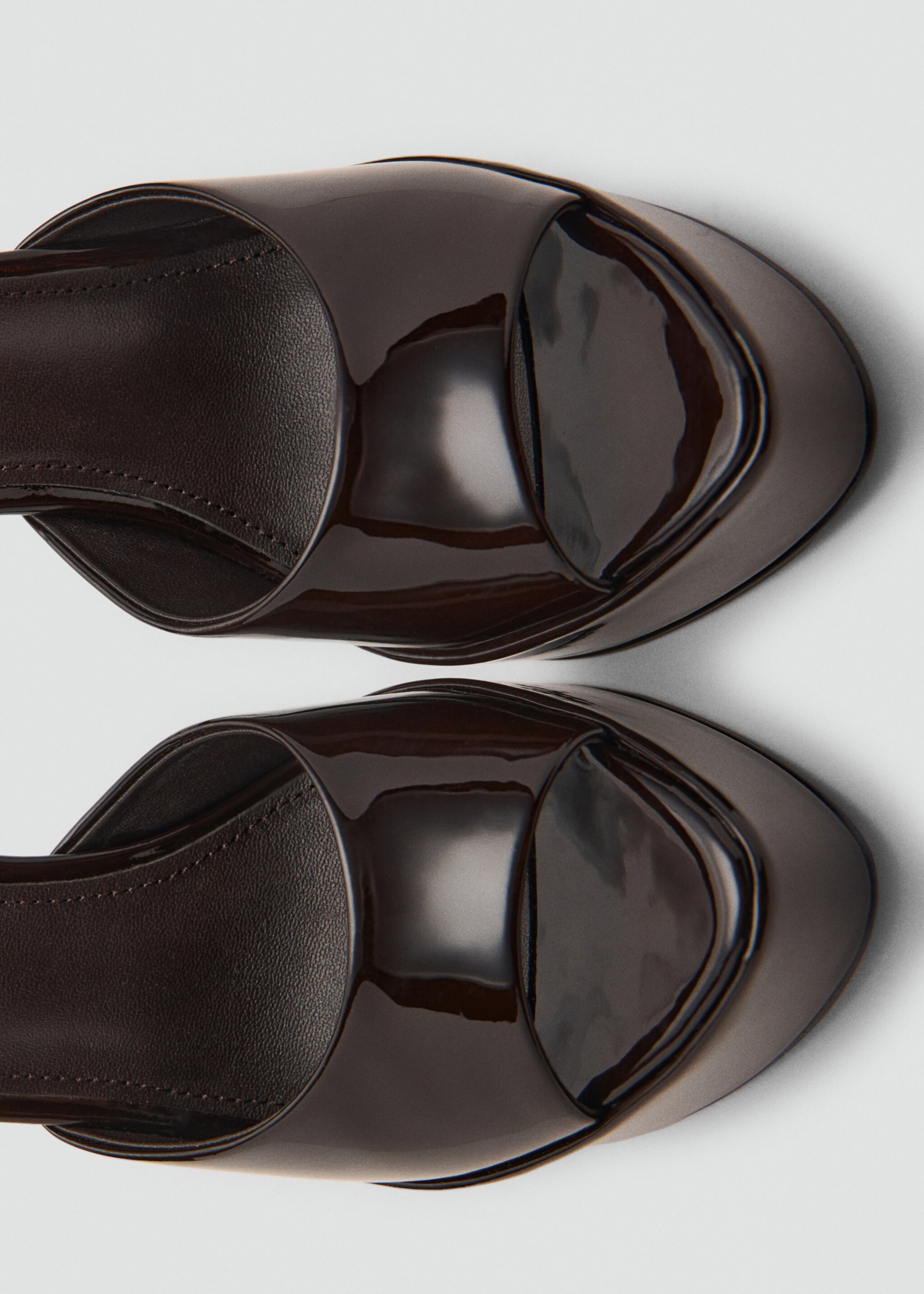 Leather platform-heeled sandals - Details of the article 2, Chocolate. Ref: 17058640-00.